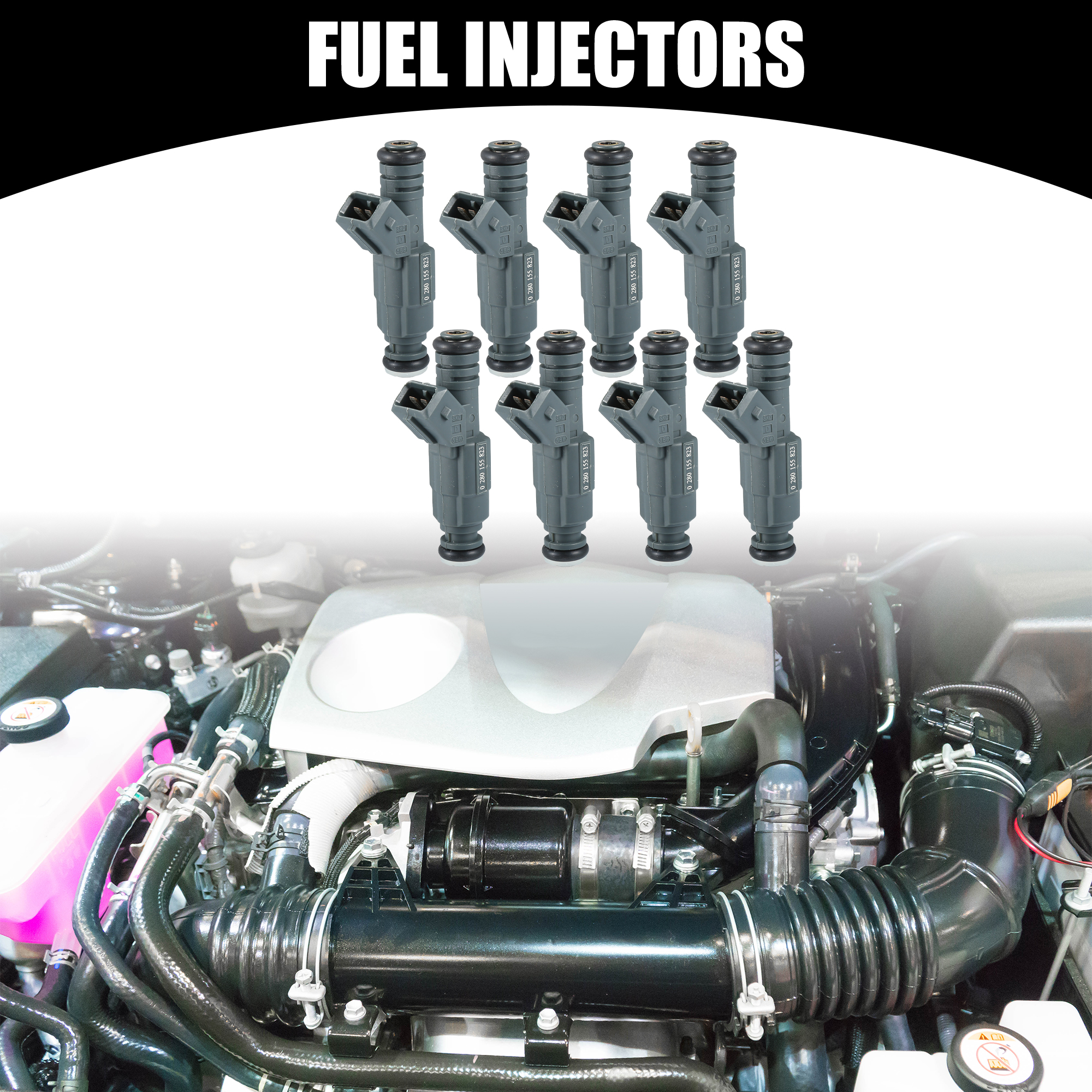 Unique Bargains 8 Pcs Fuel Injectors Car Inner Engnie Fuel Injectors for BMW 5 7 SERIES Metal Gray