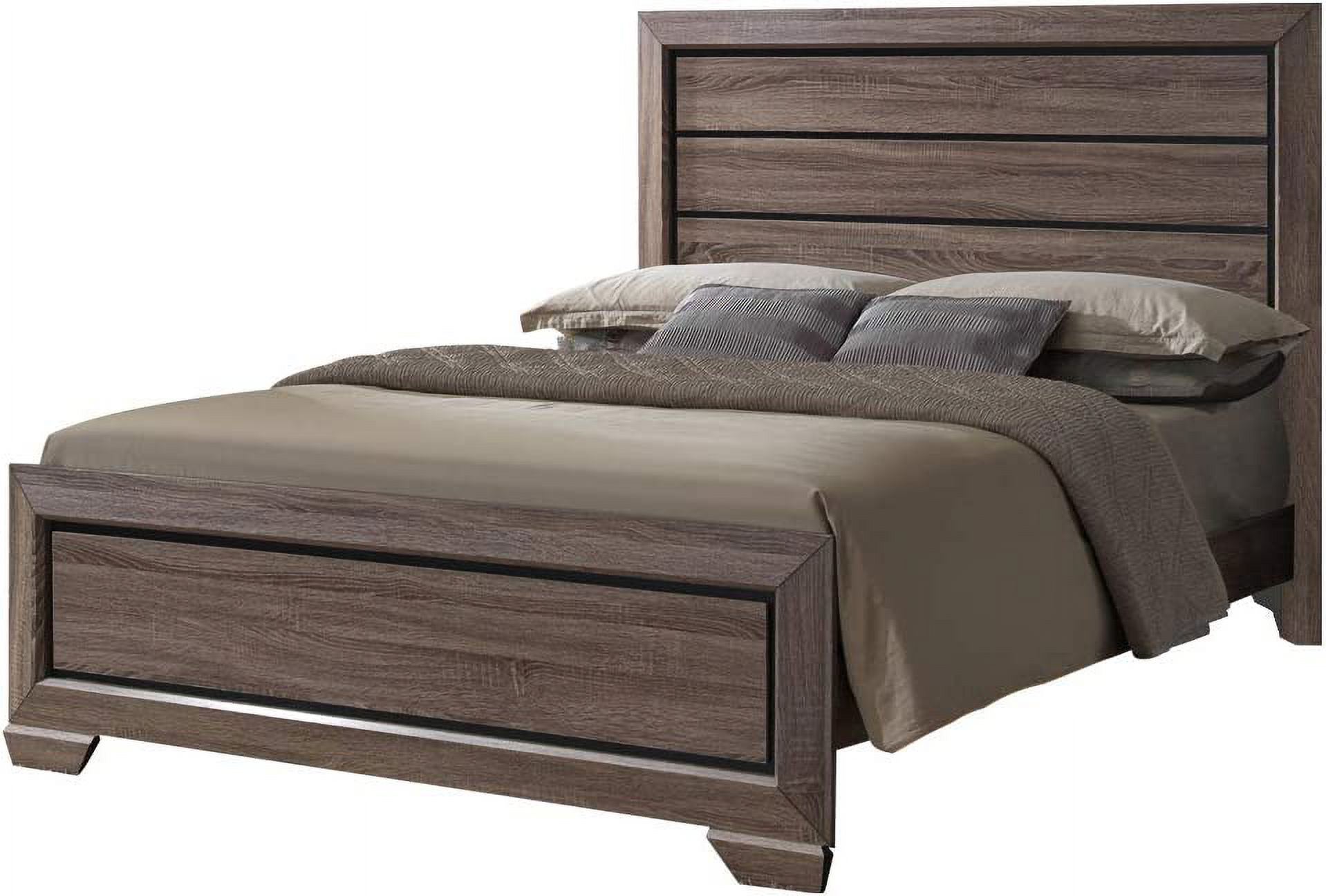 Kings Brand Furniture - 5-Piece Black/Brown Modern Queen Size Bedroom Furniture Set, Bed, Dresser, Mirror, Chest & Night Stand