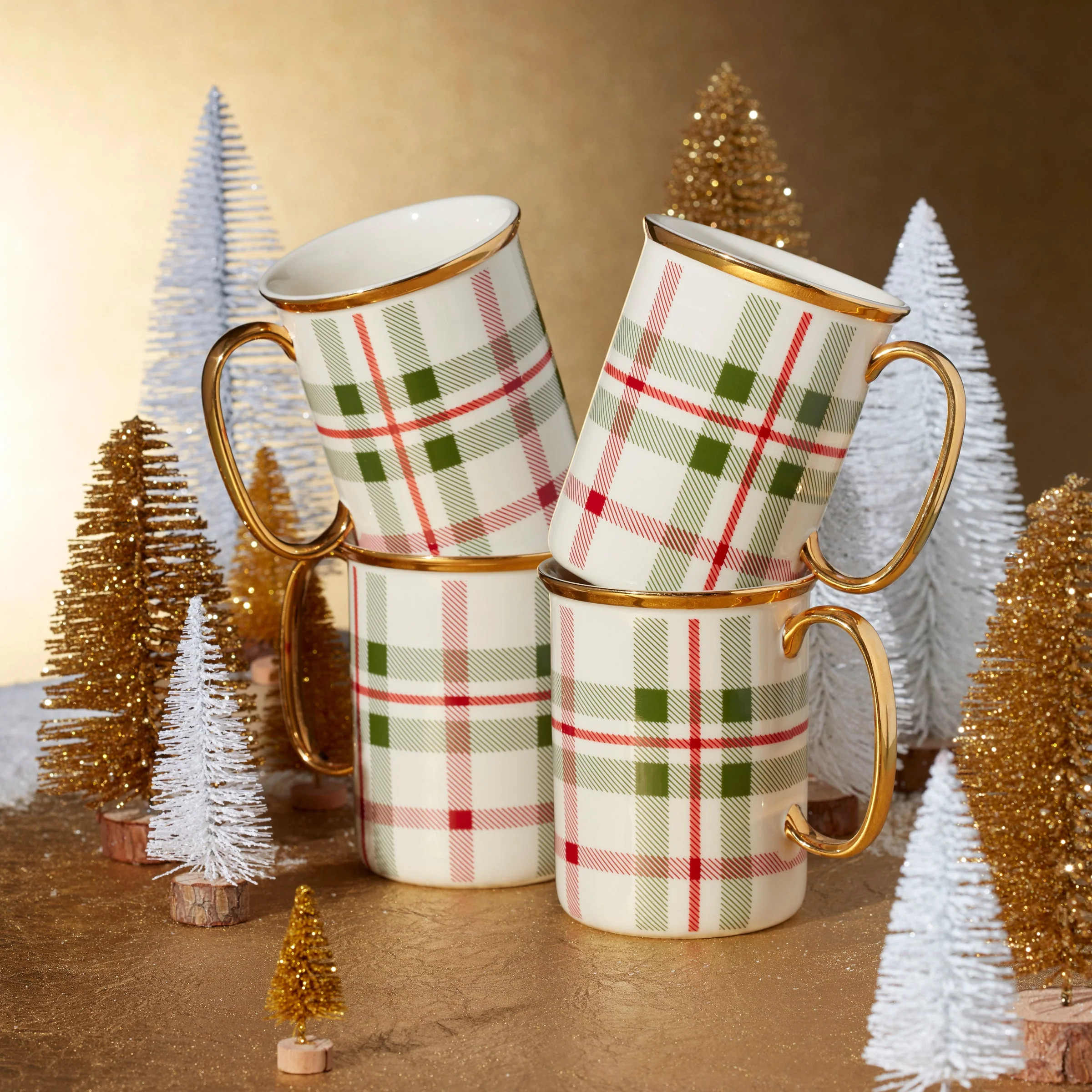 Lenox Holiday Plaid Mugs, Set of 4
