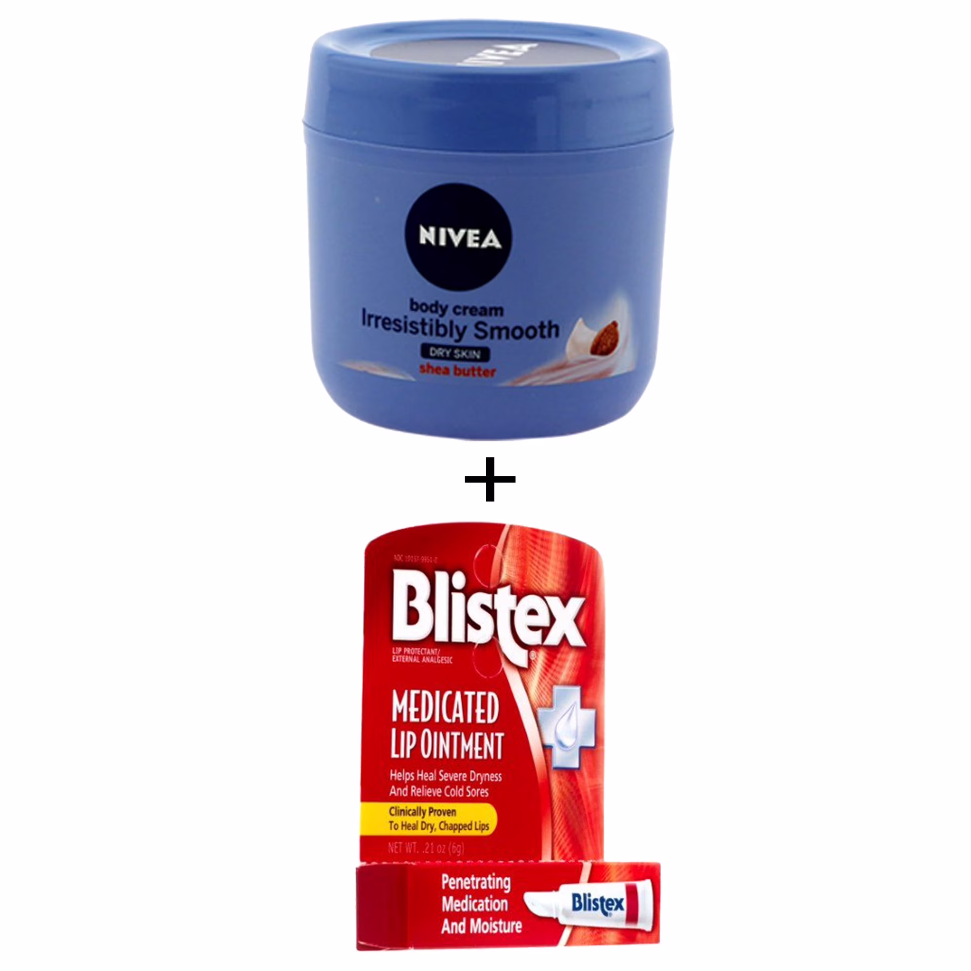 Blistex Lip Medicated Ointment & Nivea Body Cream Irresistibly Smooth - Dry Skin