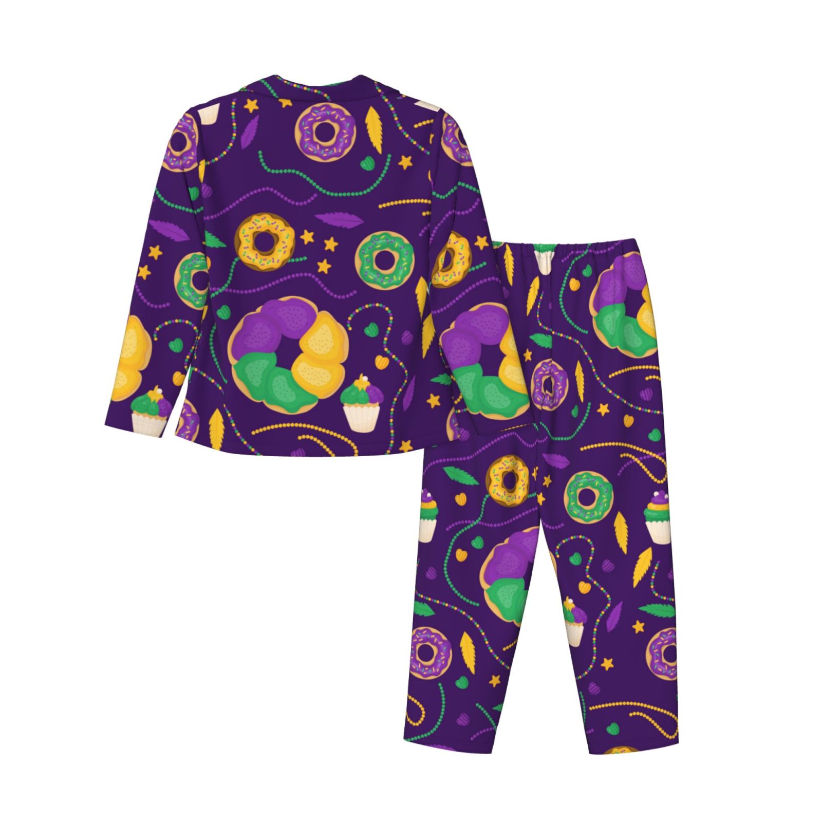Ocsxa Women 2 Piece Floral Pajamas Lounge Set Mardi Gras And Donuts Loungewear