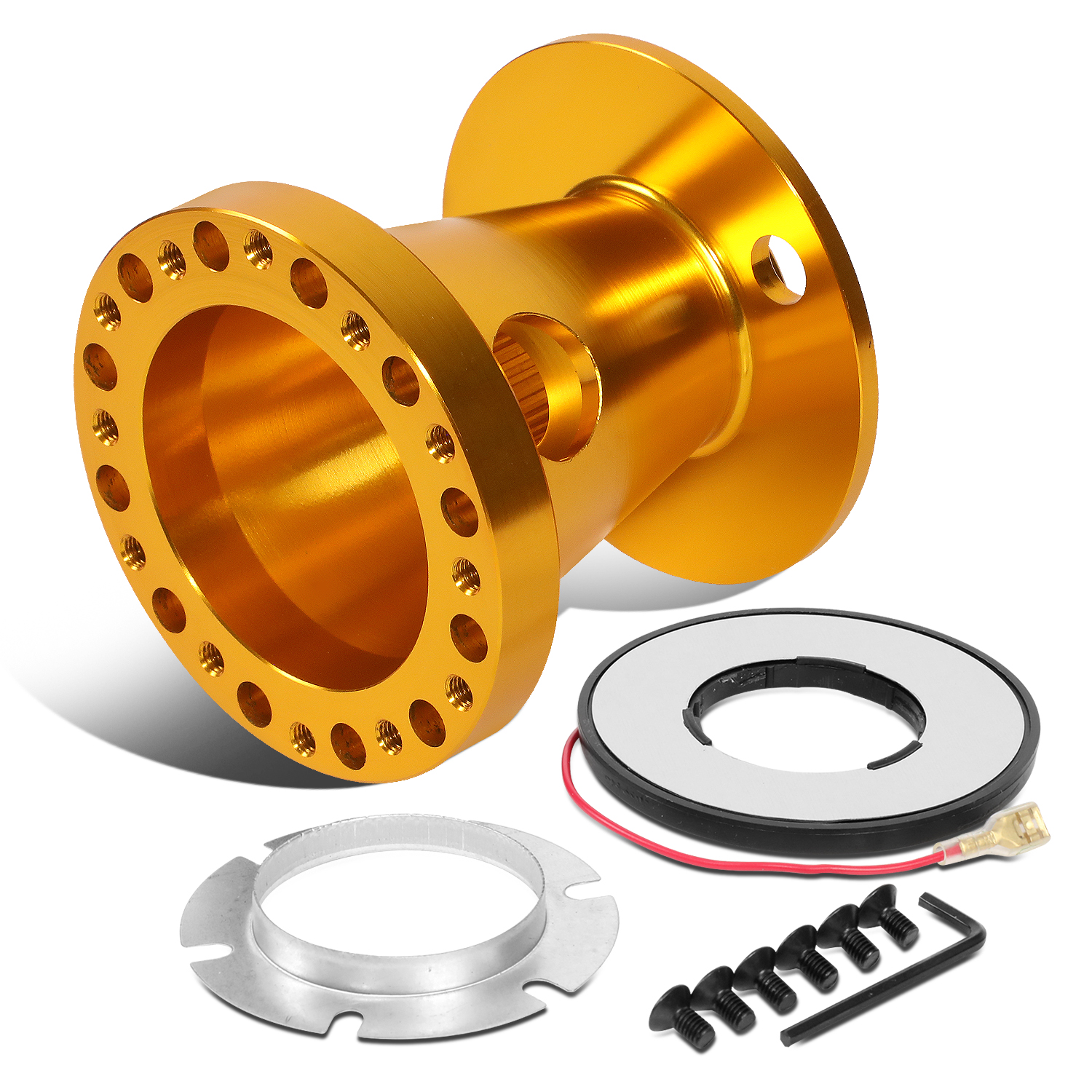 DNA Motoring HUB-ZTL-9059-GD For 1992 to 1997 Ford F150 F250 F350 Ranger Billet Aluminum 6-Bolt Pattern Steering Wheel Hub Adaptor Boss Kit Gold