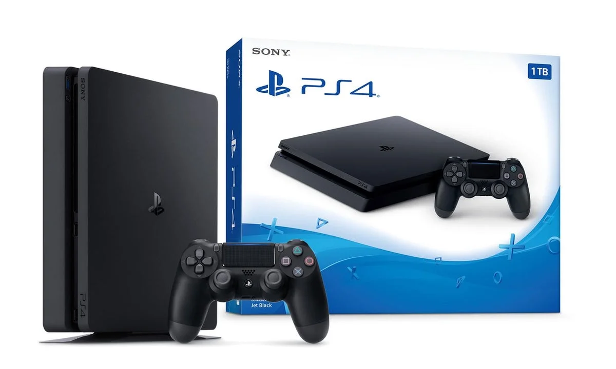 Pre-Owned Sony 2215B PlayStation 4 Slim 1TB Gaming Console Black, HDMI Cable 2 Controller With Cleaning Kit (Refurbished: Like New)