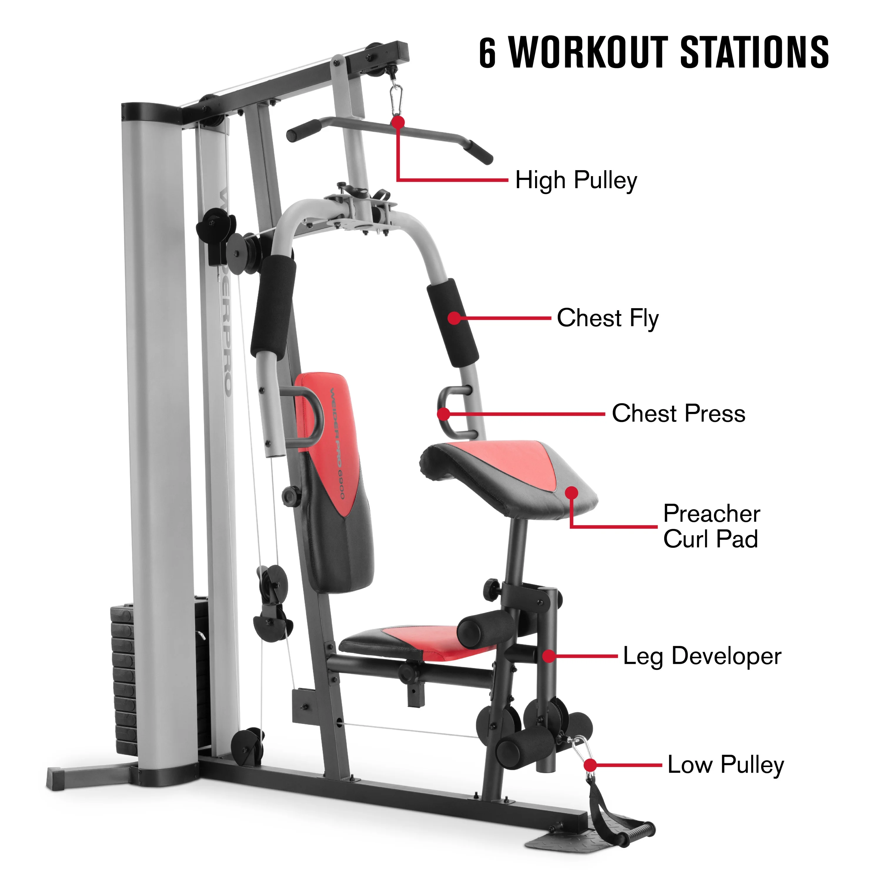 Weider Pro 6900 Home Gym System with 125 Lb. Weight Stack