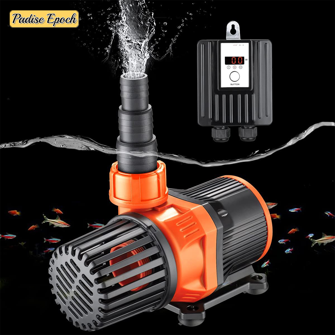 2641GPH Variable Frequency Amphibious Water Pump Ultra Quiet 19.7ft High Lift 10000L/H Water Pump with 9.84ft Power Cord for Fish Tank Aquarium Pond