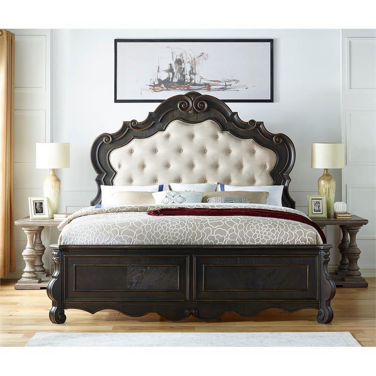 Bowery Hill Traditional Multi-step Molasses King Wood Panel Bed