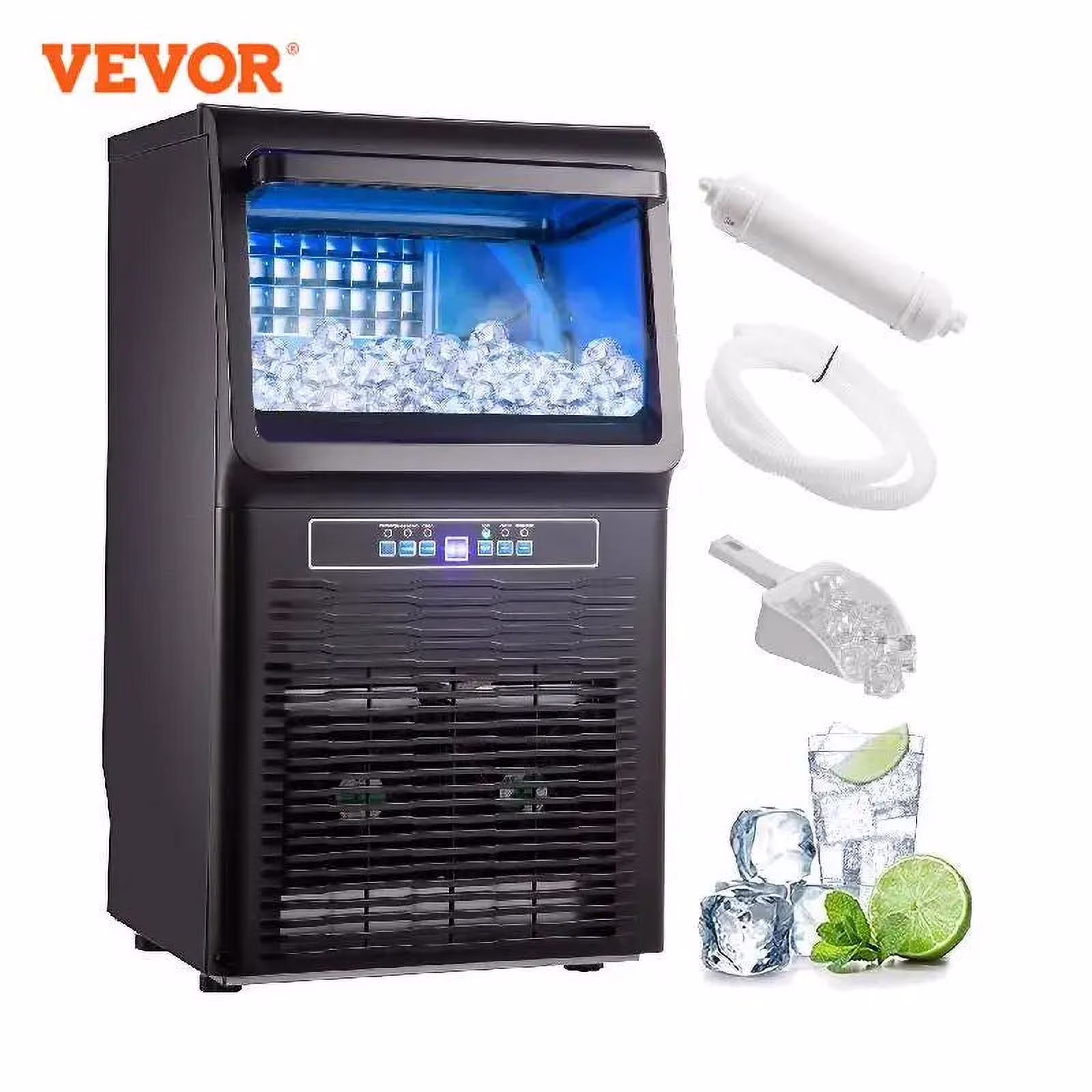 VEVOR Commercial Ice Maker 30KG/24H Countertop Automatic Built-in Cube Ice Generator 350W Electric Cooler Machine Home Appliance