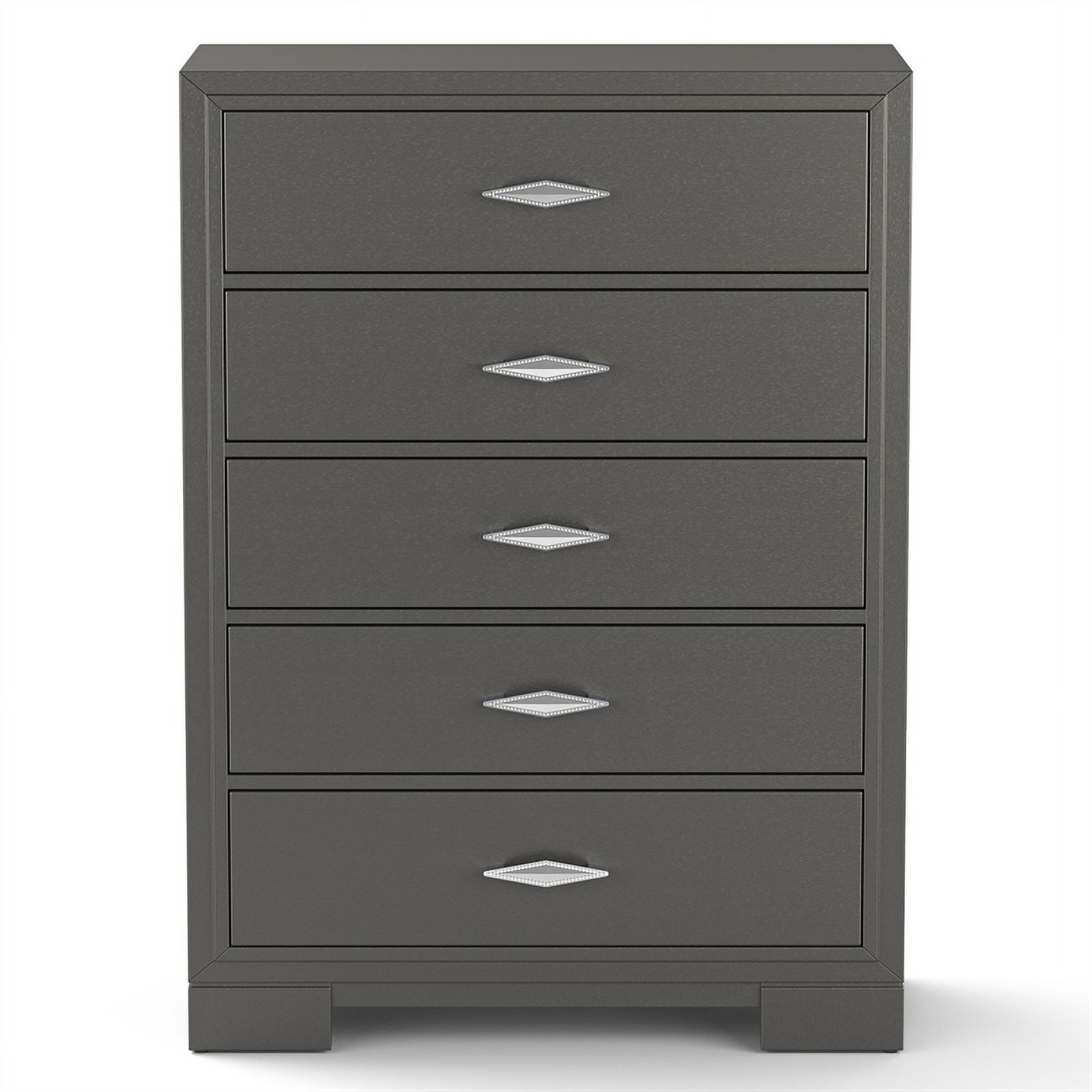 FOA Santi 6pc Gray Wood Bedroom Set - Full +2 Nightstands +Chest +Dresser+Mirror