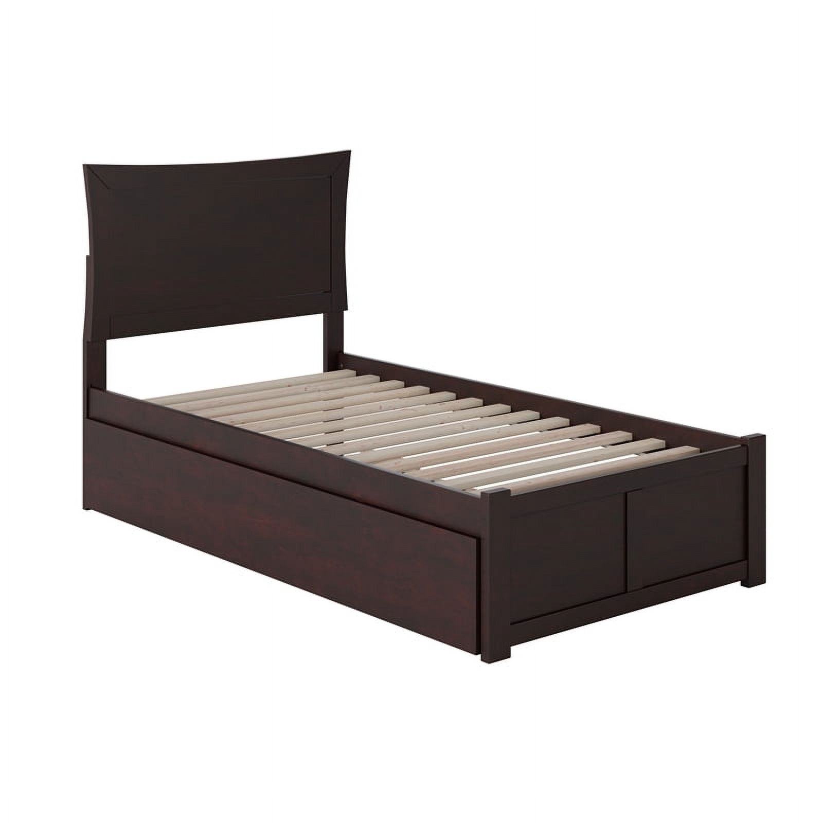 Leo & Lacey Transitional Solid Wood Twin Trundle Platform Bed in Espresso