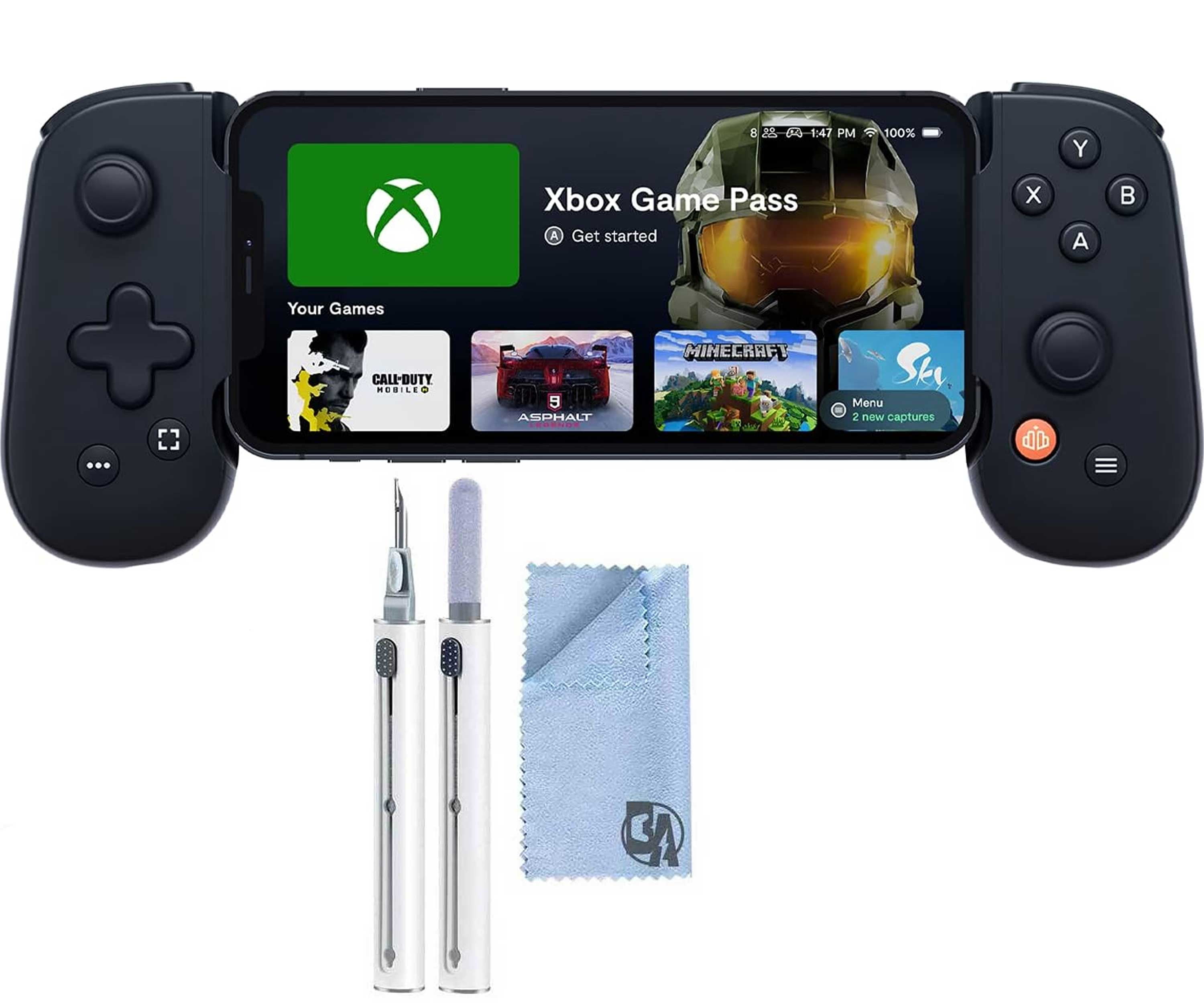 One Mobile Gaming Controller for iPhone - Turn Your iPhone into a Gaming Console - Play Xbox, PlayStation, Call of Duty, & More BOLT AXTION Bundle Like New