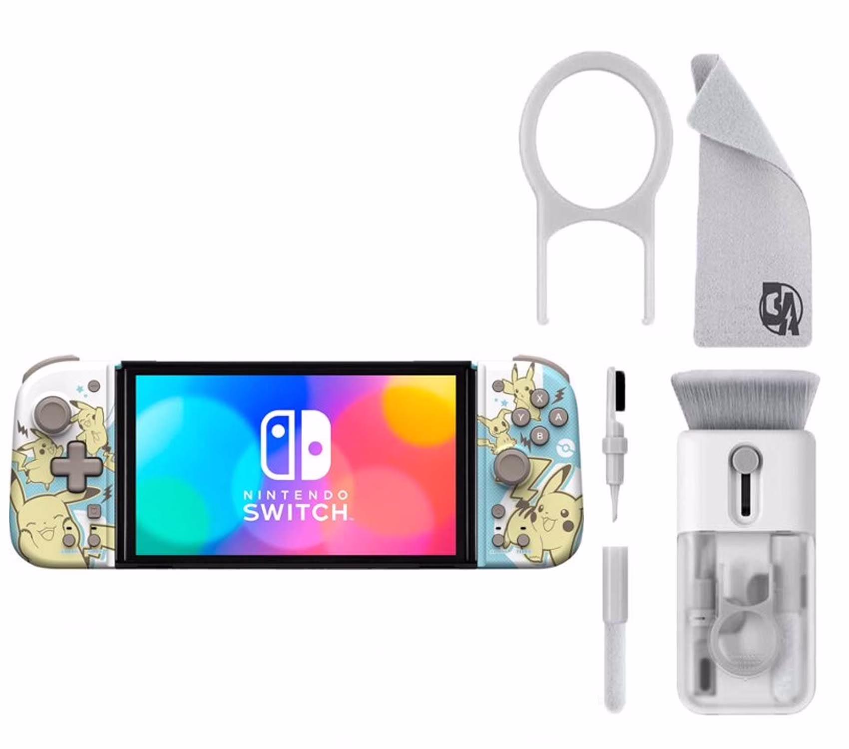 Pre-Owned Hori - Split Pad Compact (Pikachu & Mimikyu) for Nintendo Switch - Multiple With Cleaning Electric kit Bolt Axtion Bundle (Refurbished: Like New)