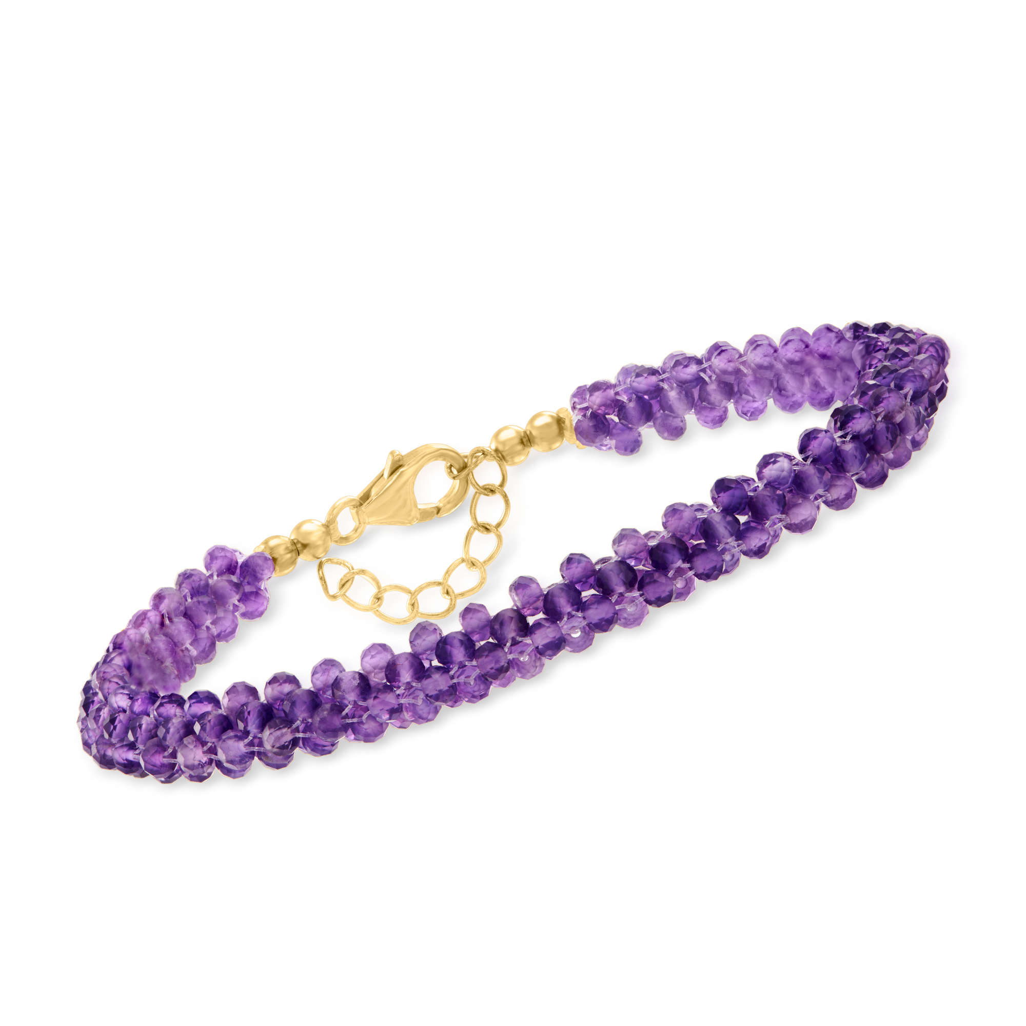 Ross-Simons 30.00 ct. t.w. Amethyst Bead Bracelet With 18kt Gold Over Sterling, Women's, Adult