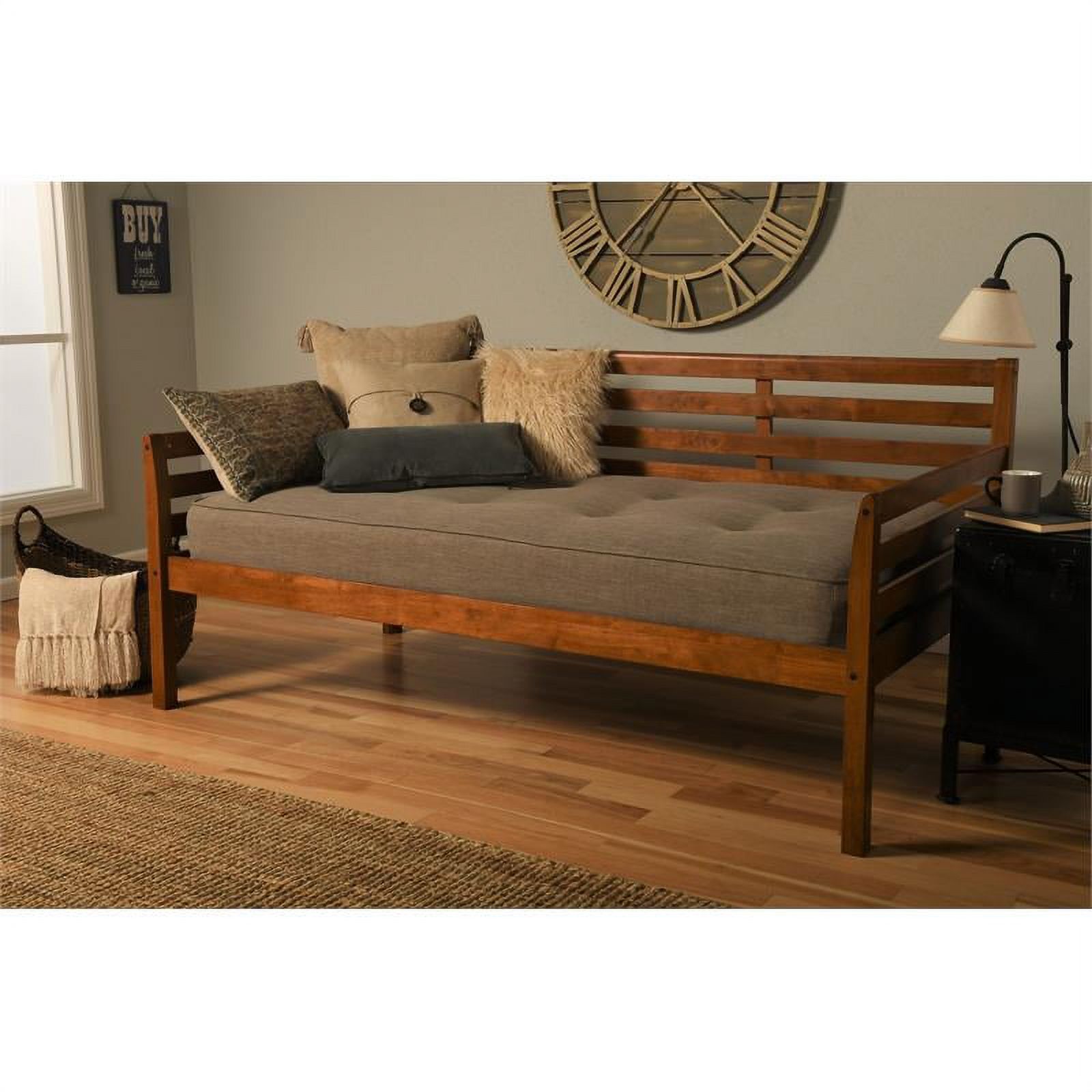 Home Square 2-Piece Set with Daybed Mattress & Daybed in Medium Brown