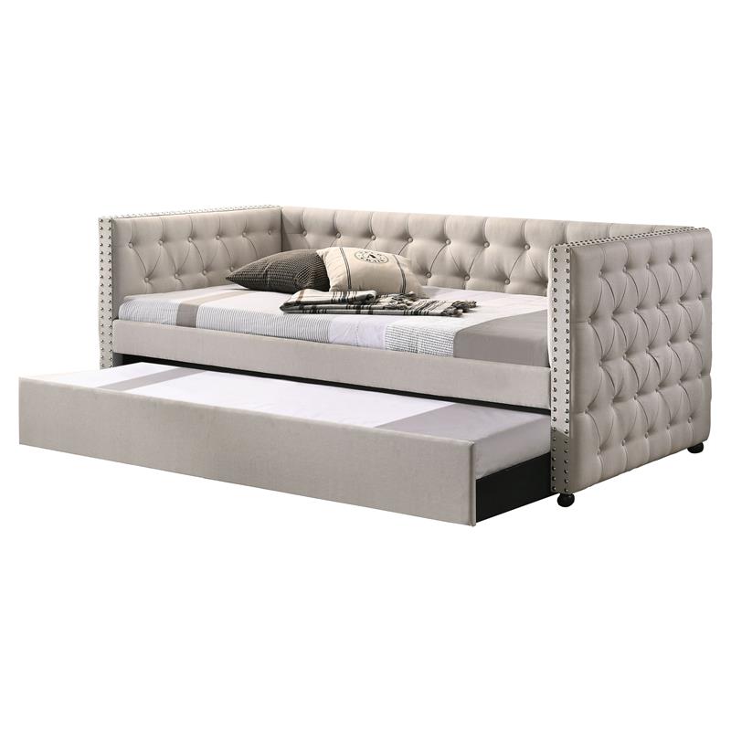 Home Square 2-Piece Set with Fabric Upholstery Chair & Full Daybed Trundle