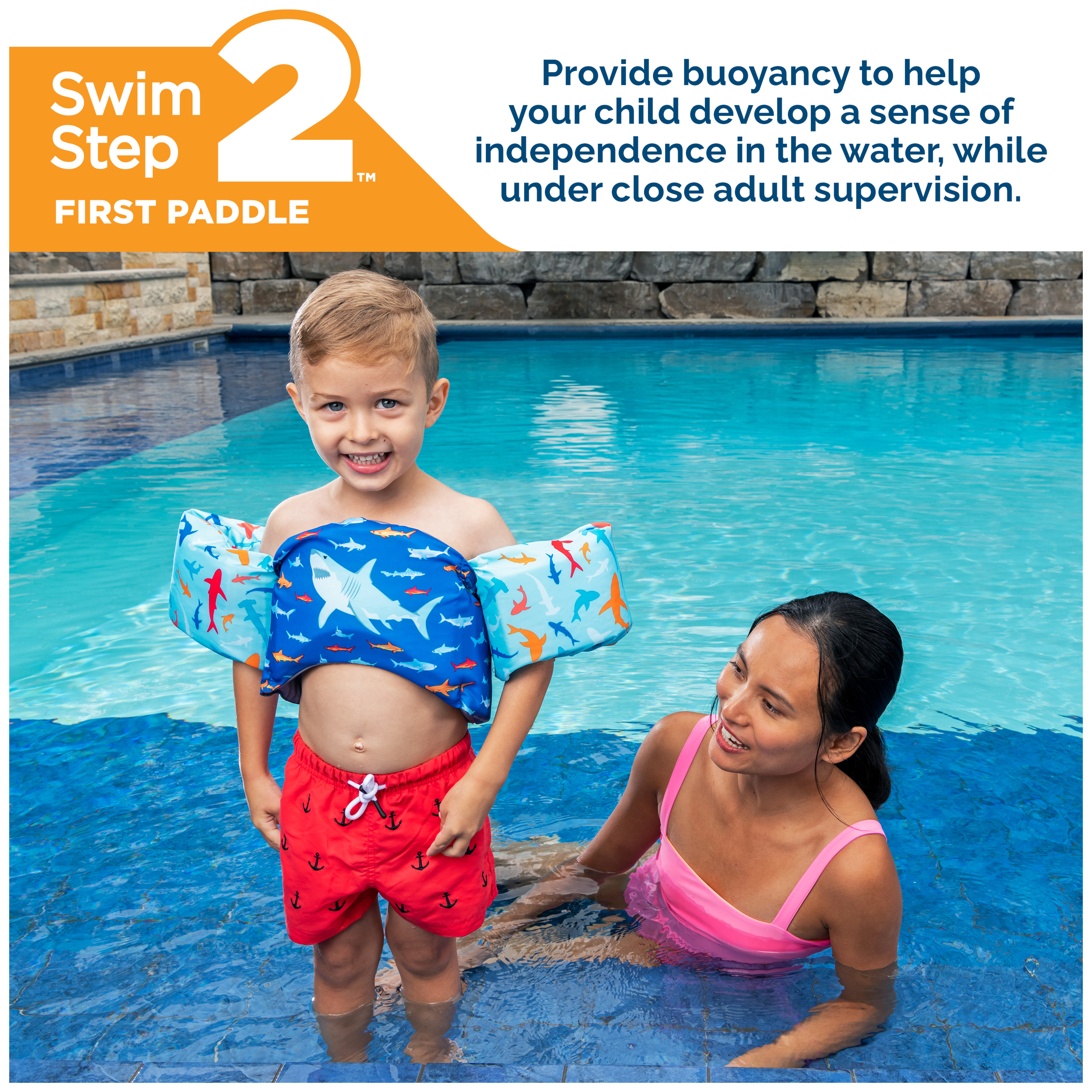 SwimWays Swim Trainer Life Vest for Kids 33-55 lbs, Shark