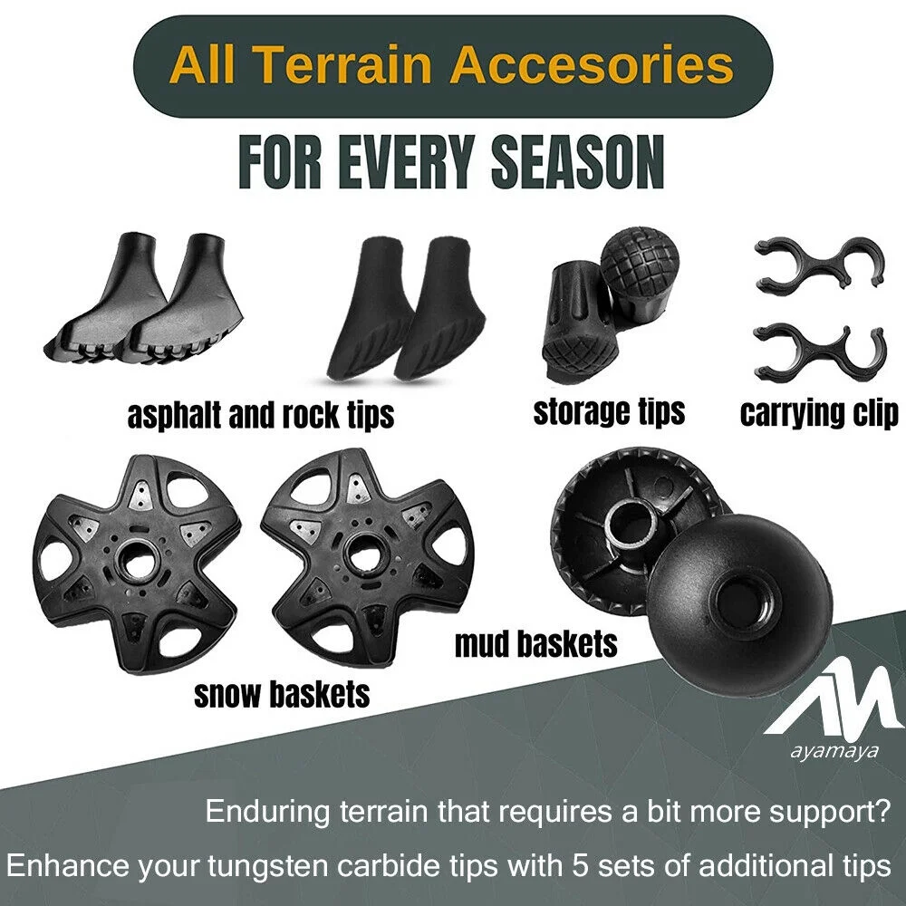 IClover Trekking Walking Hiking Sticks Poles Anti-Shock Adjustable Alpenstock