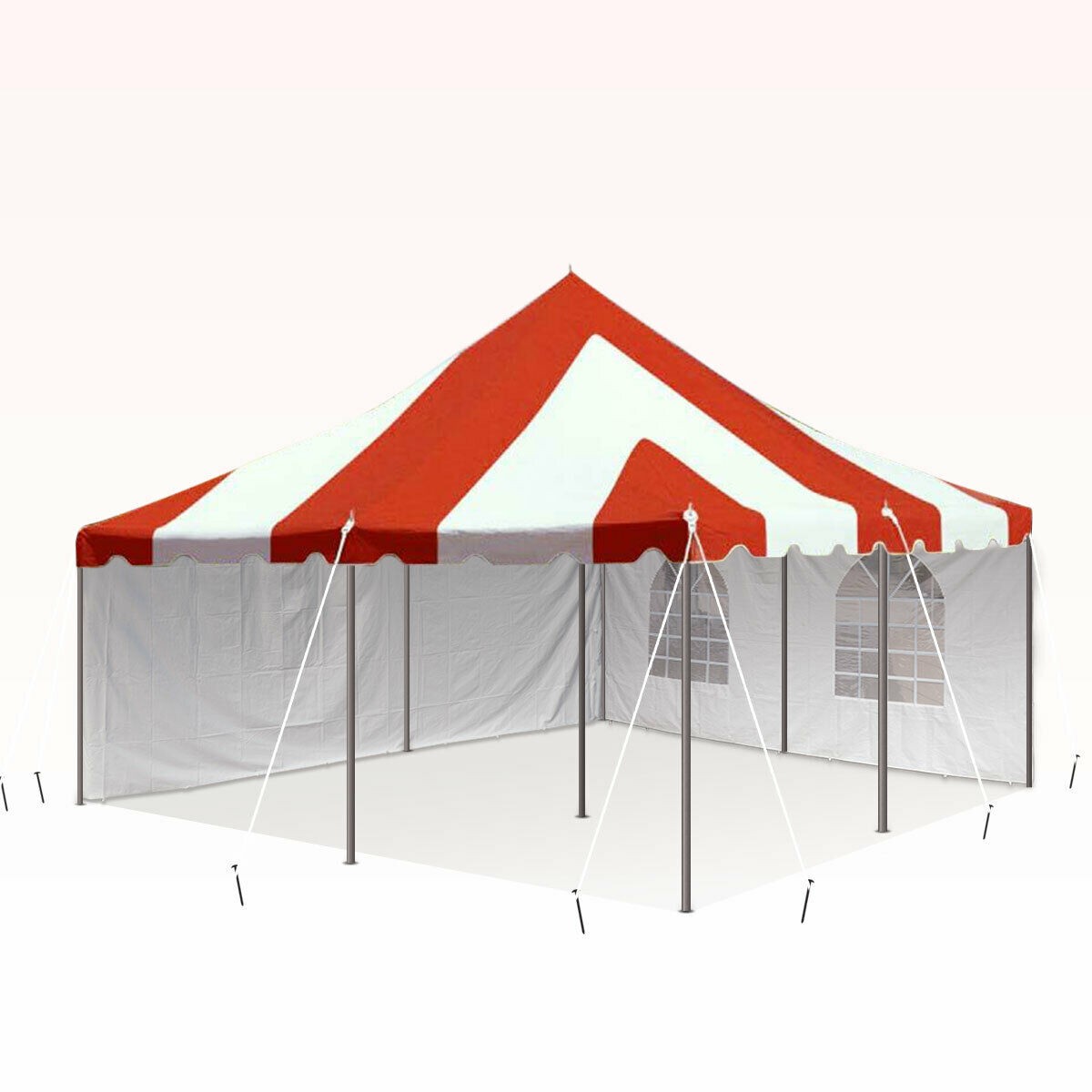 TentandTable Premium Outdoor Event Party Canopy Pole Tent with Sidewalls, Red,  20 ft x 20 ft
