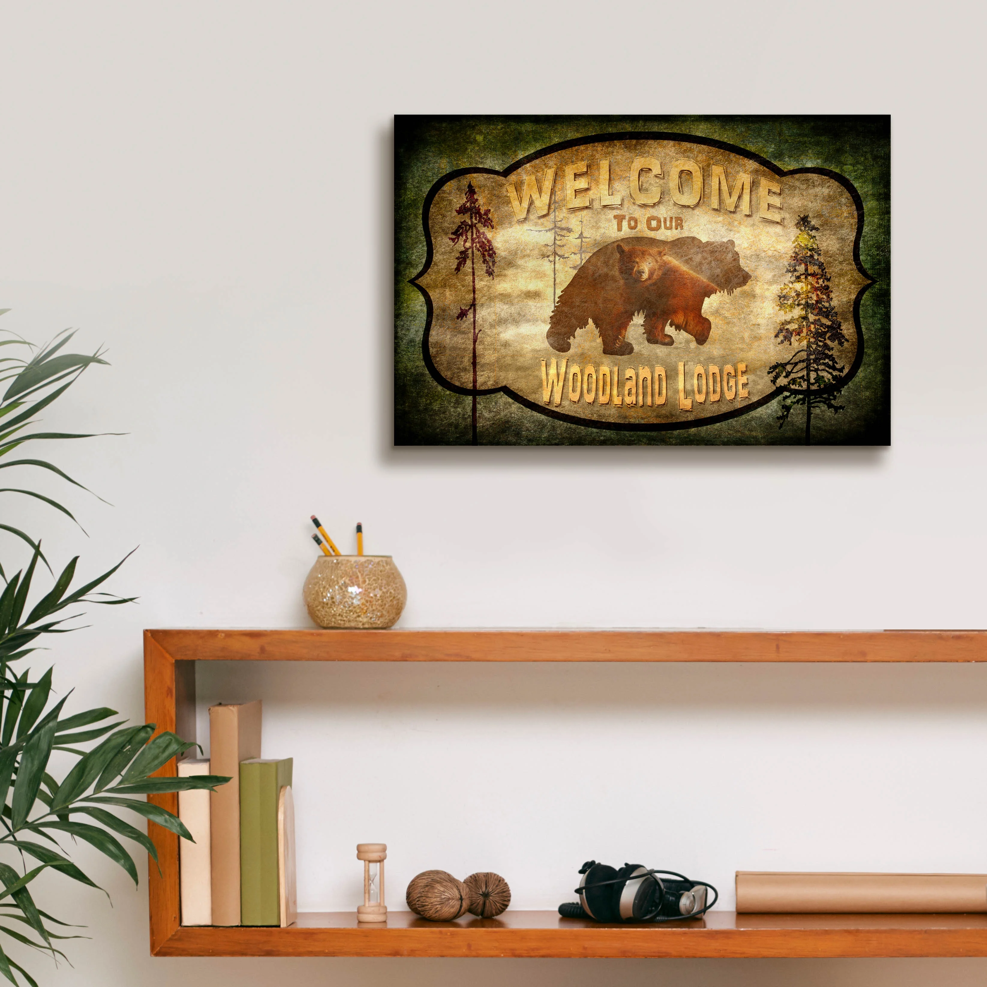 Epic Graffiti 'Welcome Lodge Bear' by Lightbox Journal, Canvas Wall Art, 18