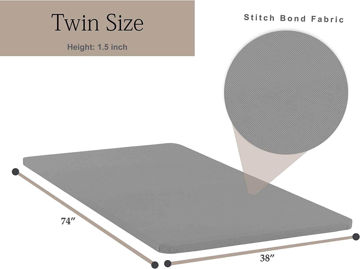 YGDU Fully Assembled 2 Inch Foundation Bunkie Board, Twin