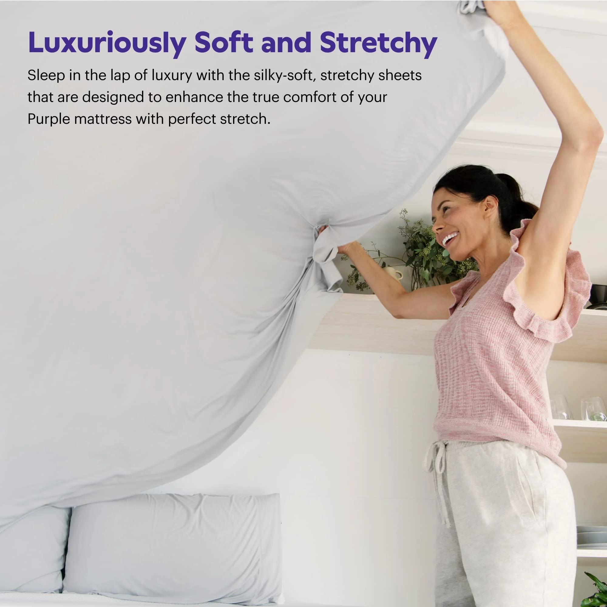 Purple Deep Pocket Softstretch Sheets, Queen, Purple Mattress Sheets, Bamboo Sheets, Moisture-Wicking, Deep Purple