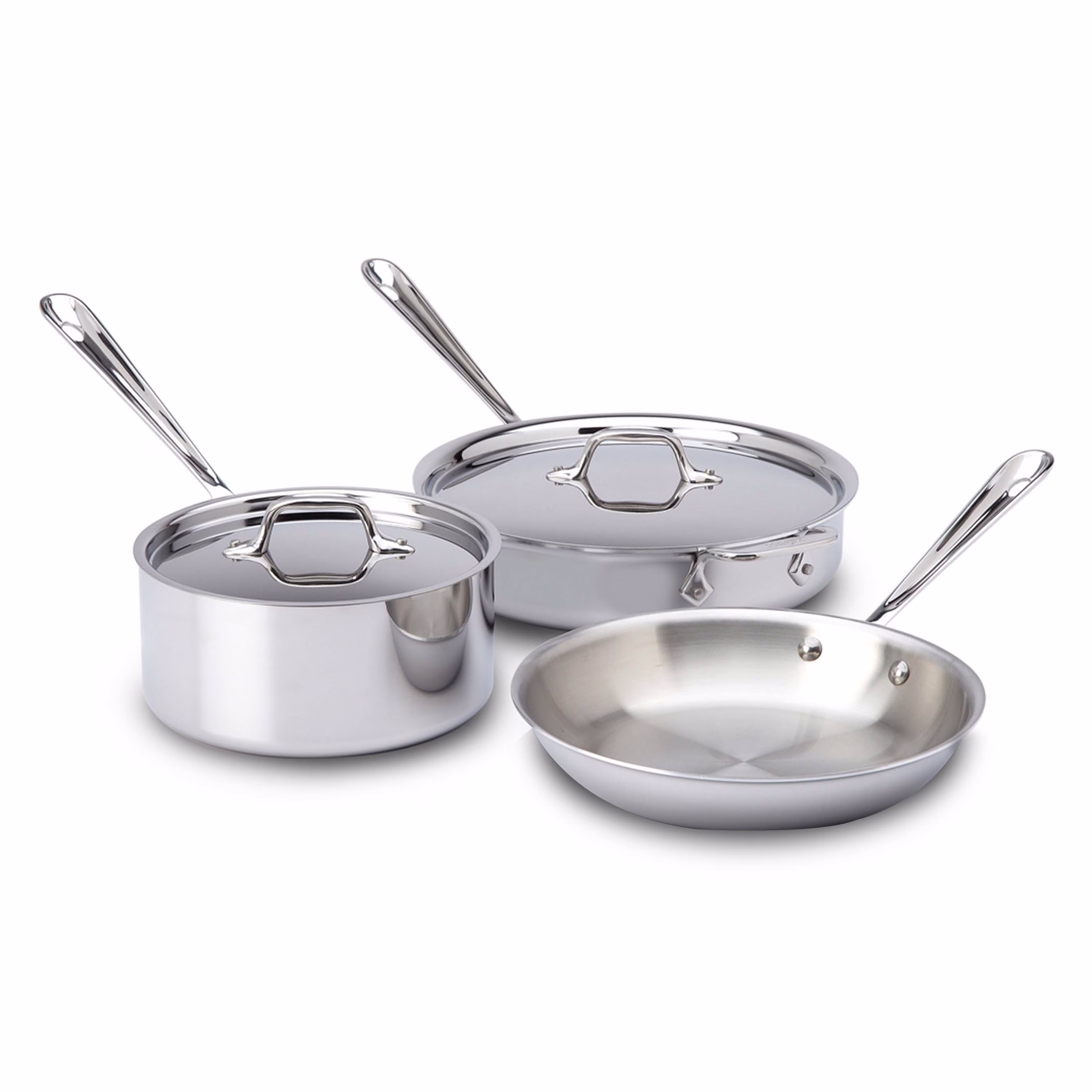 All-Clad D3 Stainless 3-ply Bonded Cookware Set, 5 piece Set