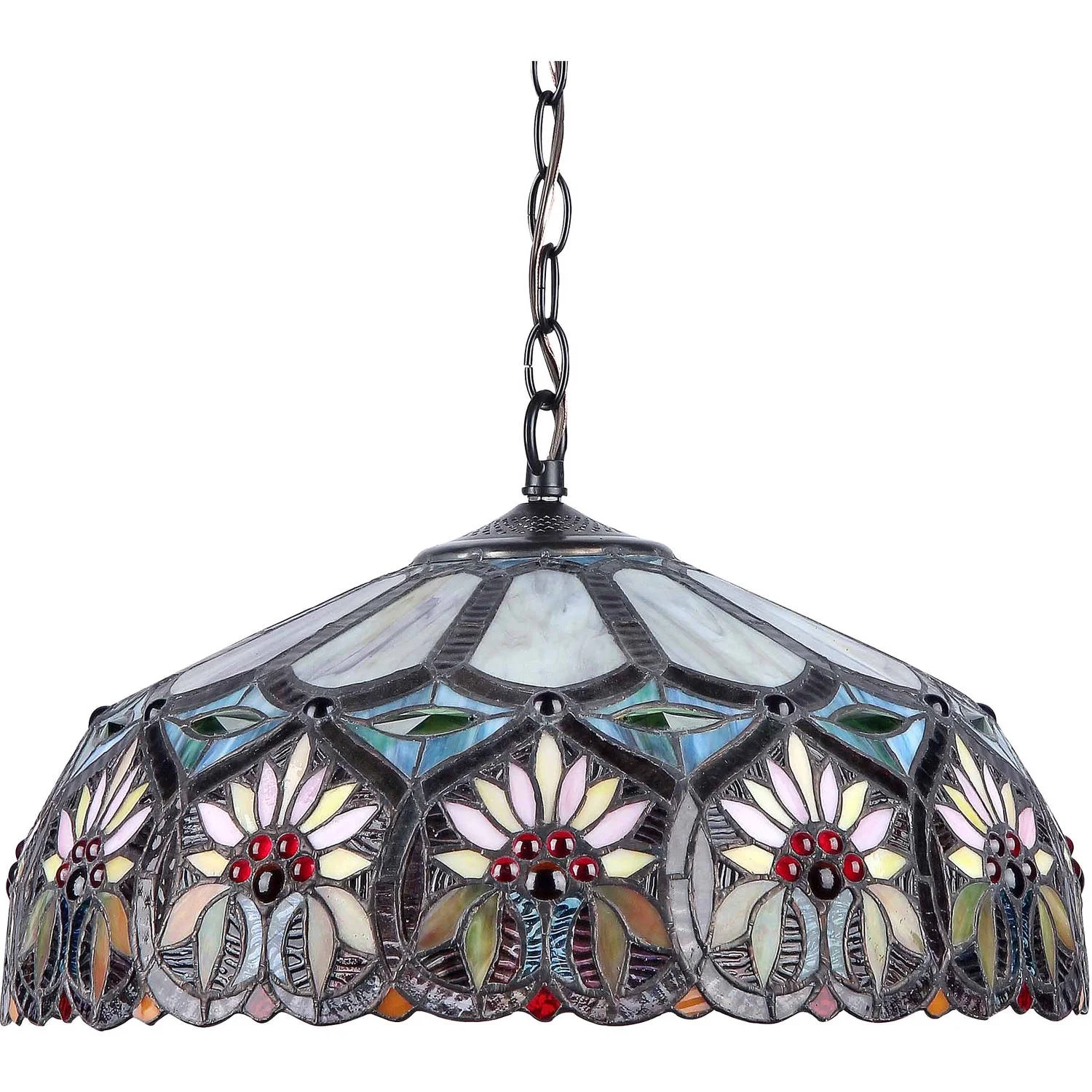 CHLOE Lighting SUNNY Tiffany-style 2 Light Floral Ceiling Pendant Fixture 18