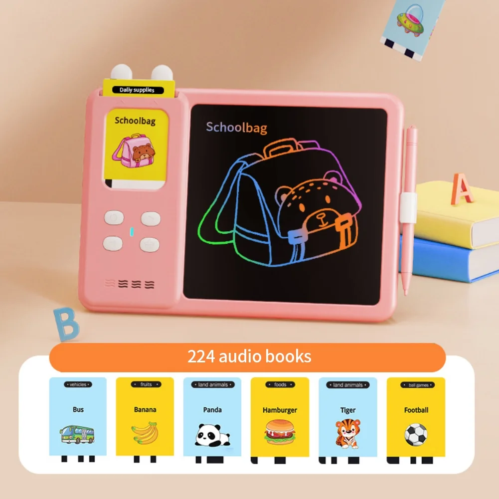 Children's Educational Toys LCD Graffiti Handwriting Board Chinese English Bilingual Card Inserting Learning Machine Early Childhood Education Card Drawing Machine