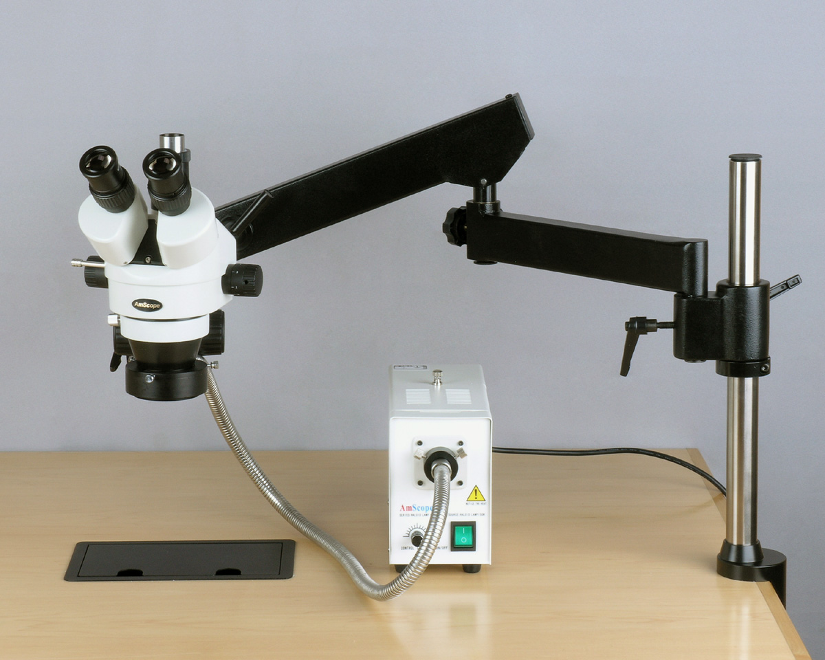 AmScope 3.5X-180X Fiber Ring Articulating Zoom Stereo Microscope + 1.3MP Digital Camera New