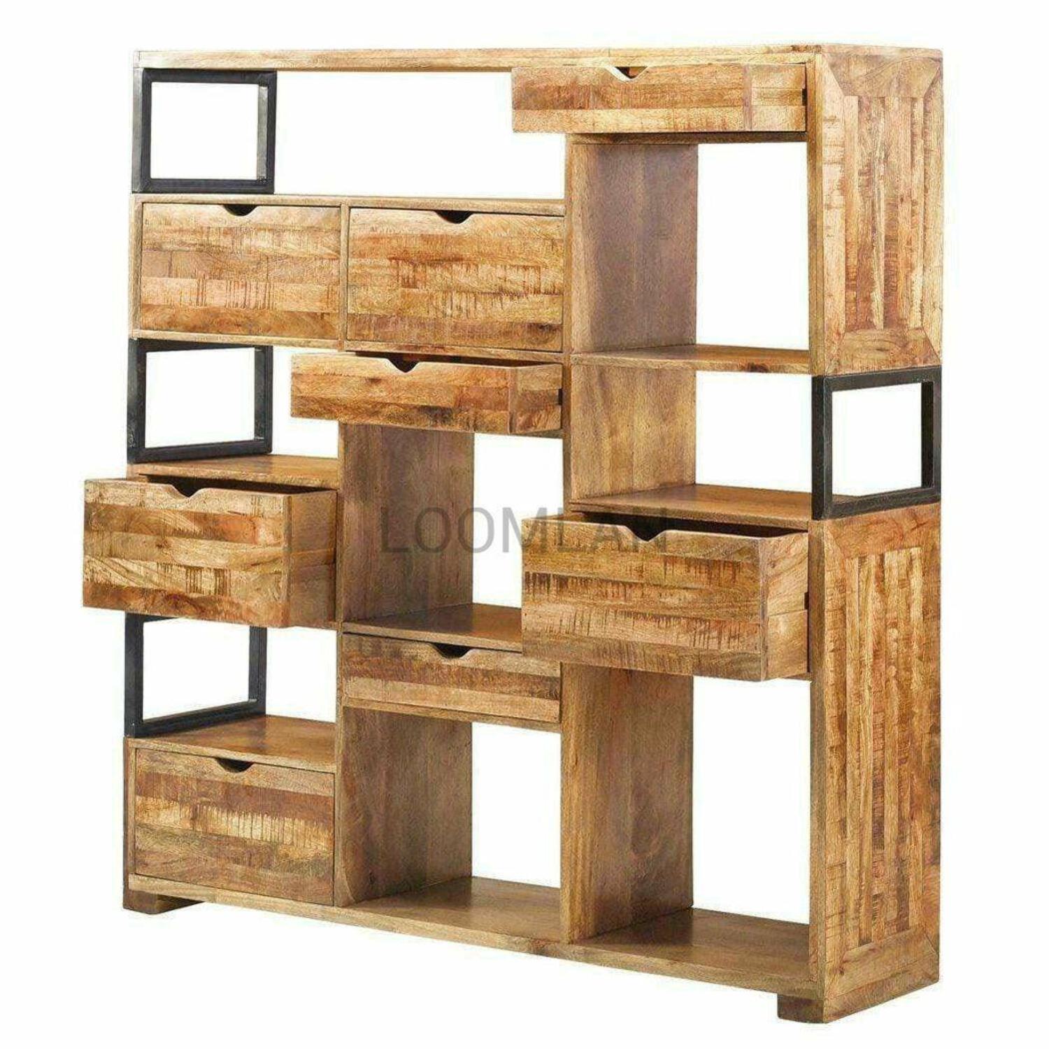 57 Square Bookshelf 8 Drawer 8 Shelves Display Cabinet