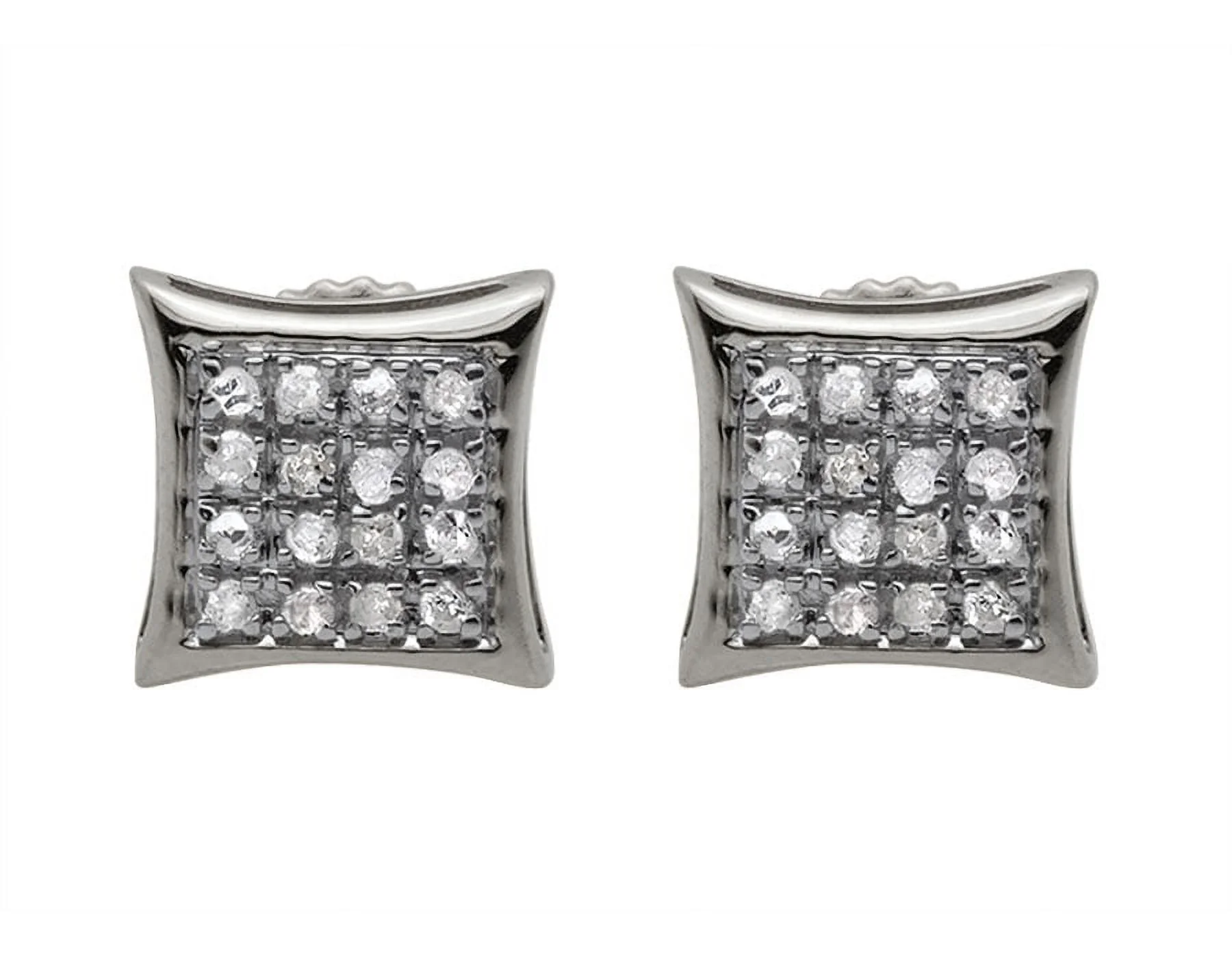 10K White Gold Pave Kite Fashion Diamond Stud Earrings 0.15Ct