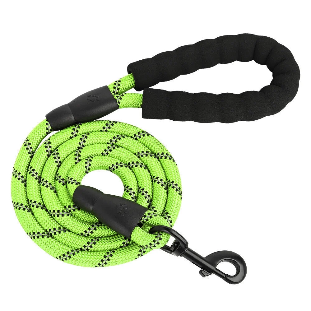 4.9ft Dog Walking Training Leash Reflective Nylon Lead Rope Soft Padded Handle