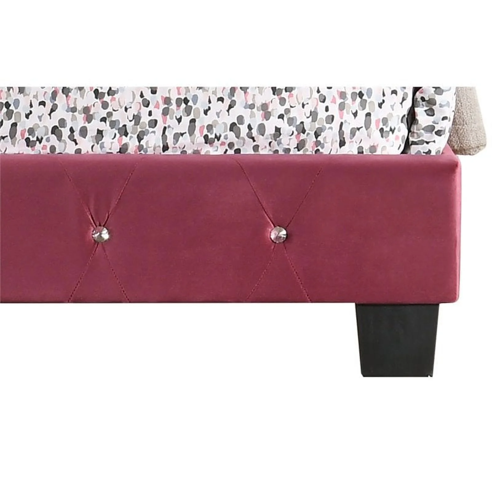 Maklaine Transitional Upholstered Velvet Queen Bed in Cherry