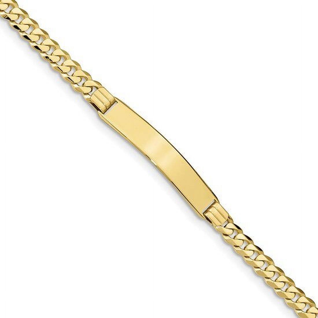 7" 10k Yellow Gold Flat Curb Link ID Bracelet 10LID63-7