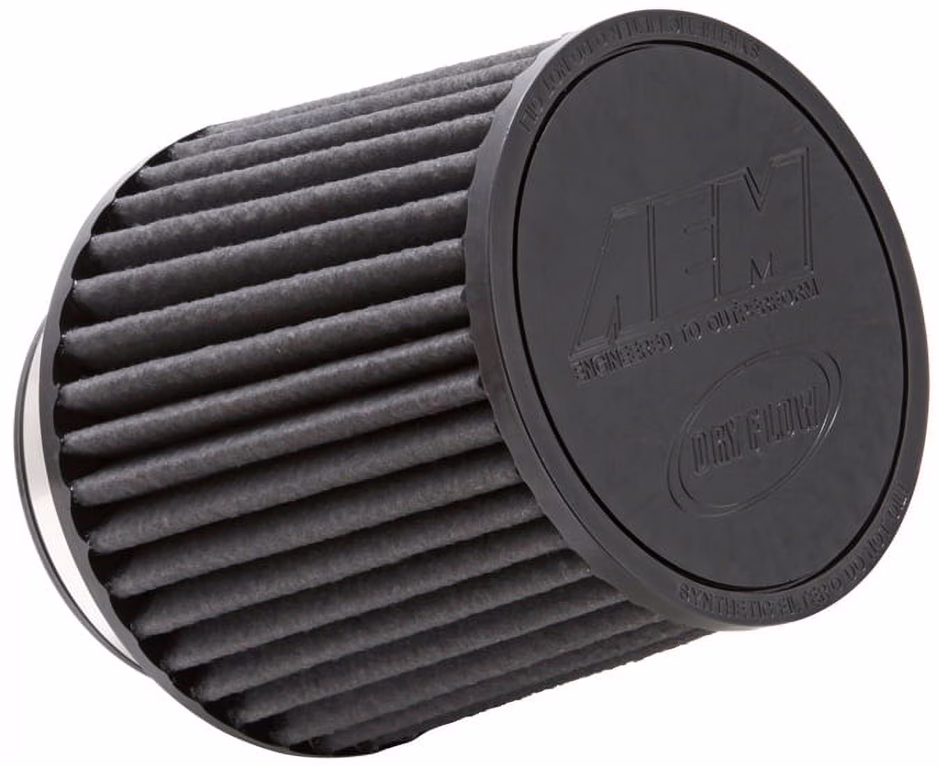 AEM 21-203BF Universal DryFlow Clamp-On Air Filter: Round Tapered; 3 in (76 mm) Flange ID; 5.125 in (130 mm) Height; 6 in (152 mm) Base; 5.125 in (130 mm) Top