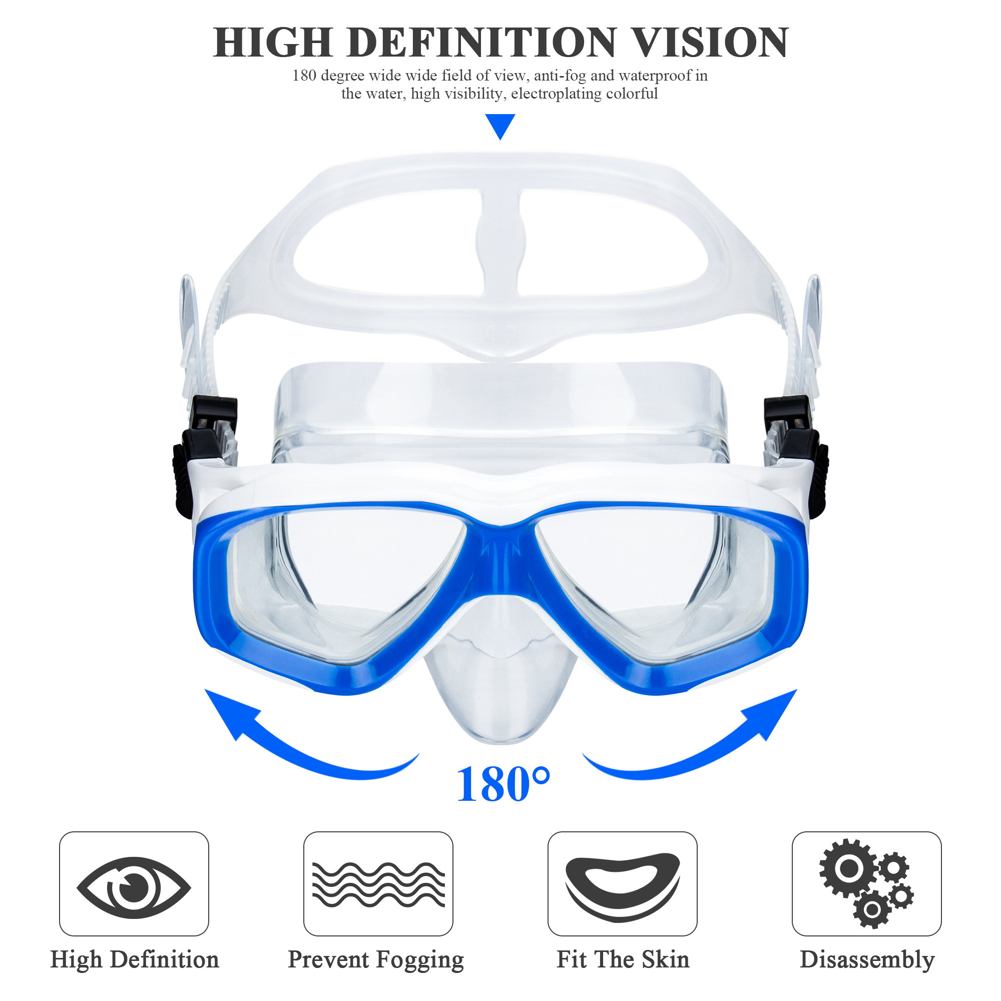 Summer swimming goggles/adult diving goggles with nasal mask swimming protection diving mask
