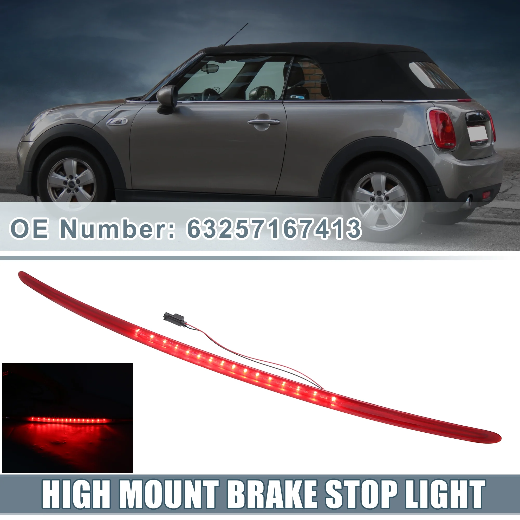 Tail High Mount Brake Stop Light No.63257167413 3rd Brake Light for Mini Cooper Clubman 2008-2010 Red