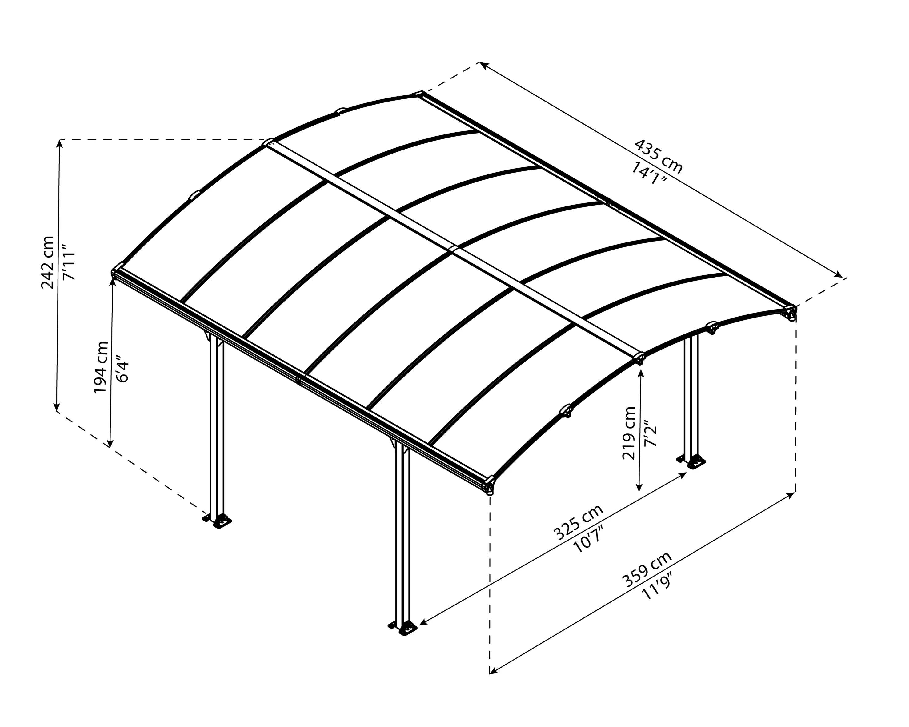 Palram - Canopia Tucson 4300 12' x 14' Polycarbonate/Aluminum Gazebo - Gray/Bronze