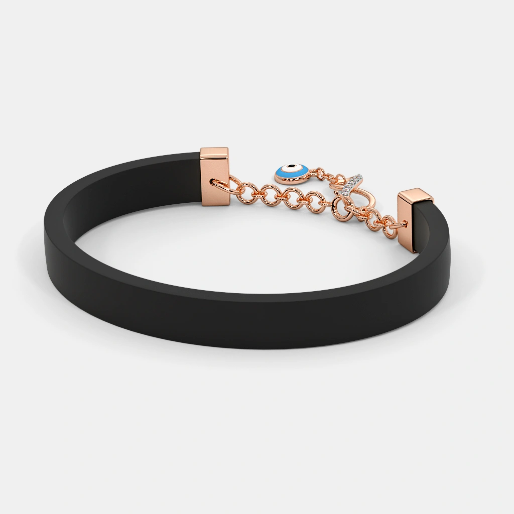 SILBERO INDIA The Eternality Adjustable Bracelet - Stylish Fusion in 18Kt Rose Gold and Black Silicon Rubber