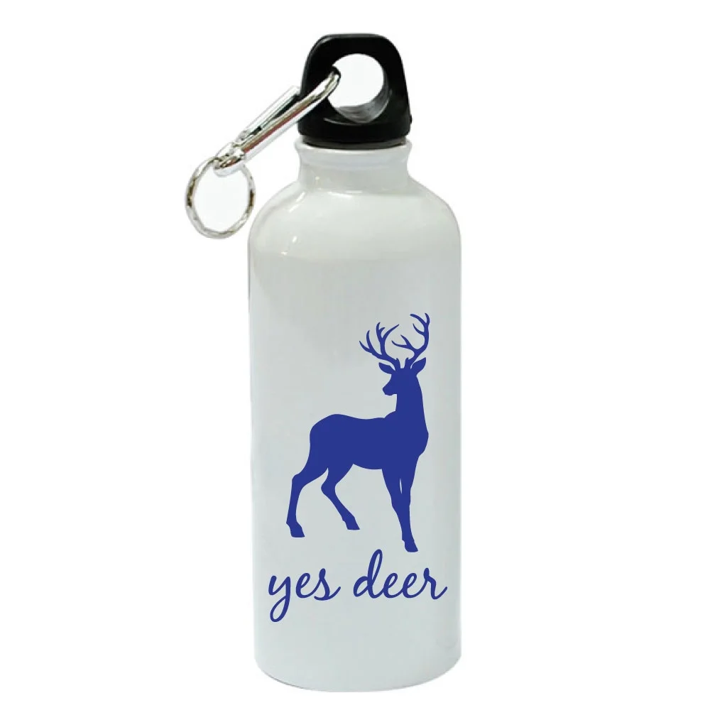 Yes Deer White Aluminum Sports 20 oz Water Bottle