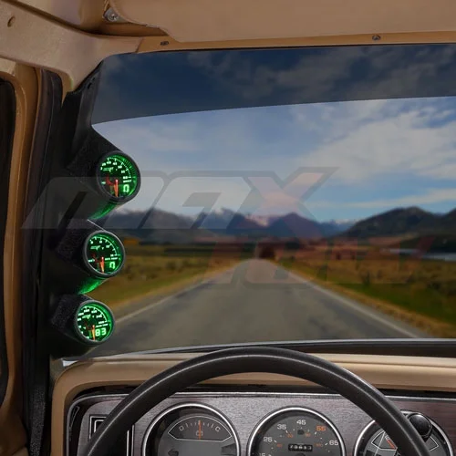 MaxTow 1986-1993 Dodge Ram Cummins Triple Gauge Package with Black & Green DS1 Gauge Set
