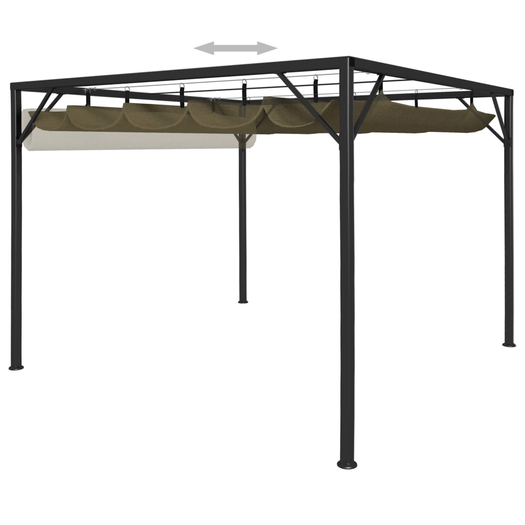 Garden Gazebo with Retractable Roof 9.8'x9.8' Taupe 0.6 oz/ft2