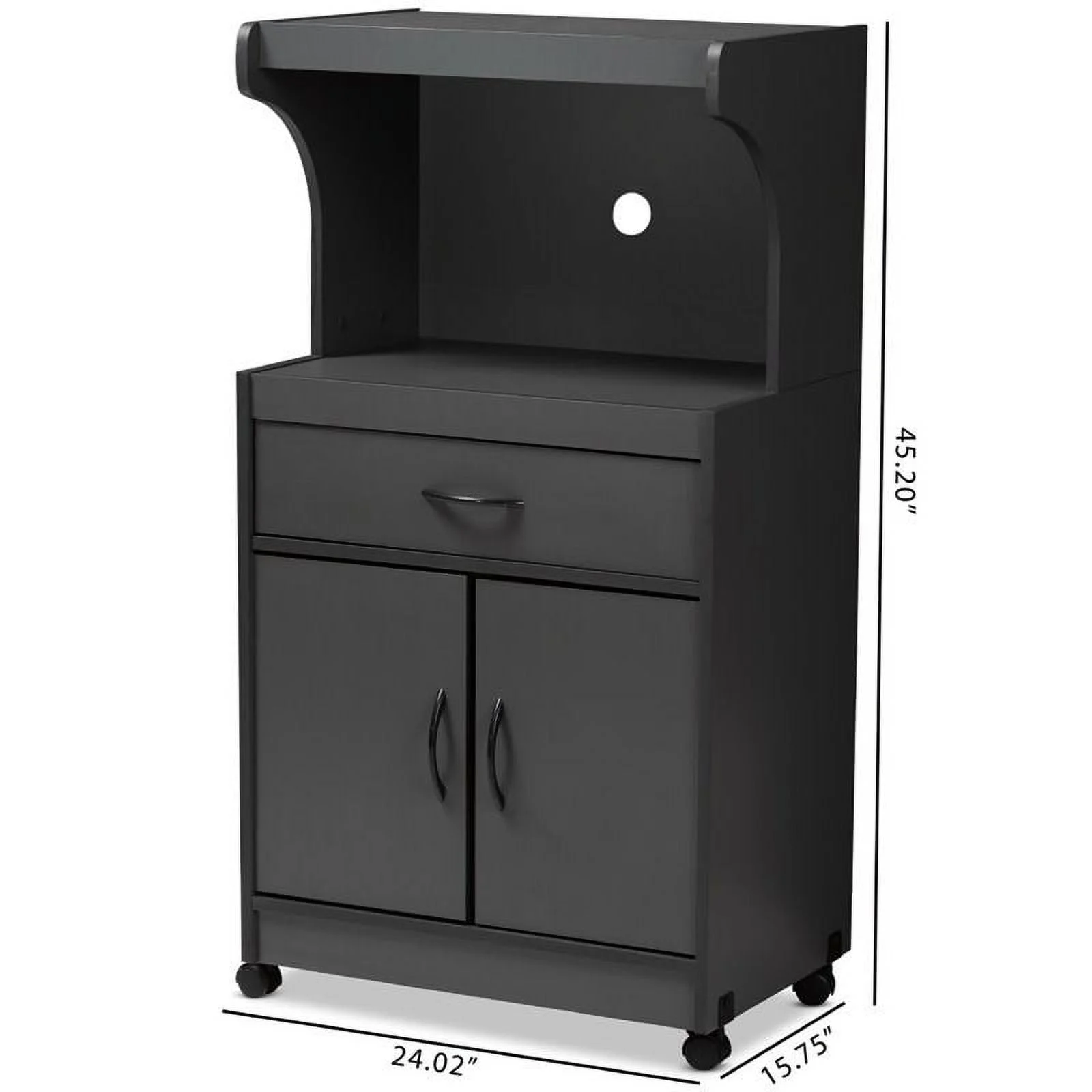Bowery Hill Microwave Stand in Dark Grey