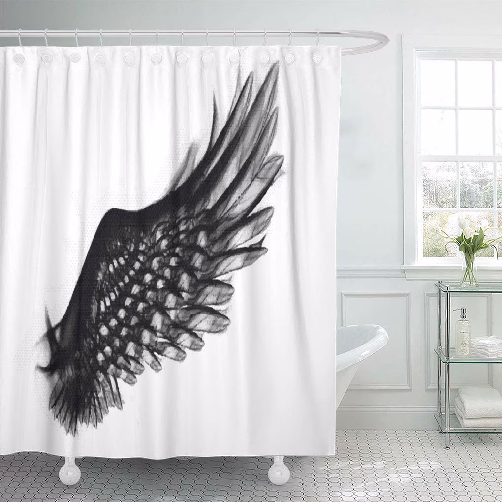 SUTTOM Eagle Black Falcon Smoky Wings Angel Abstract Gothic Feather Shower Curtain 66x72 inch