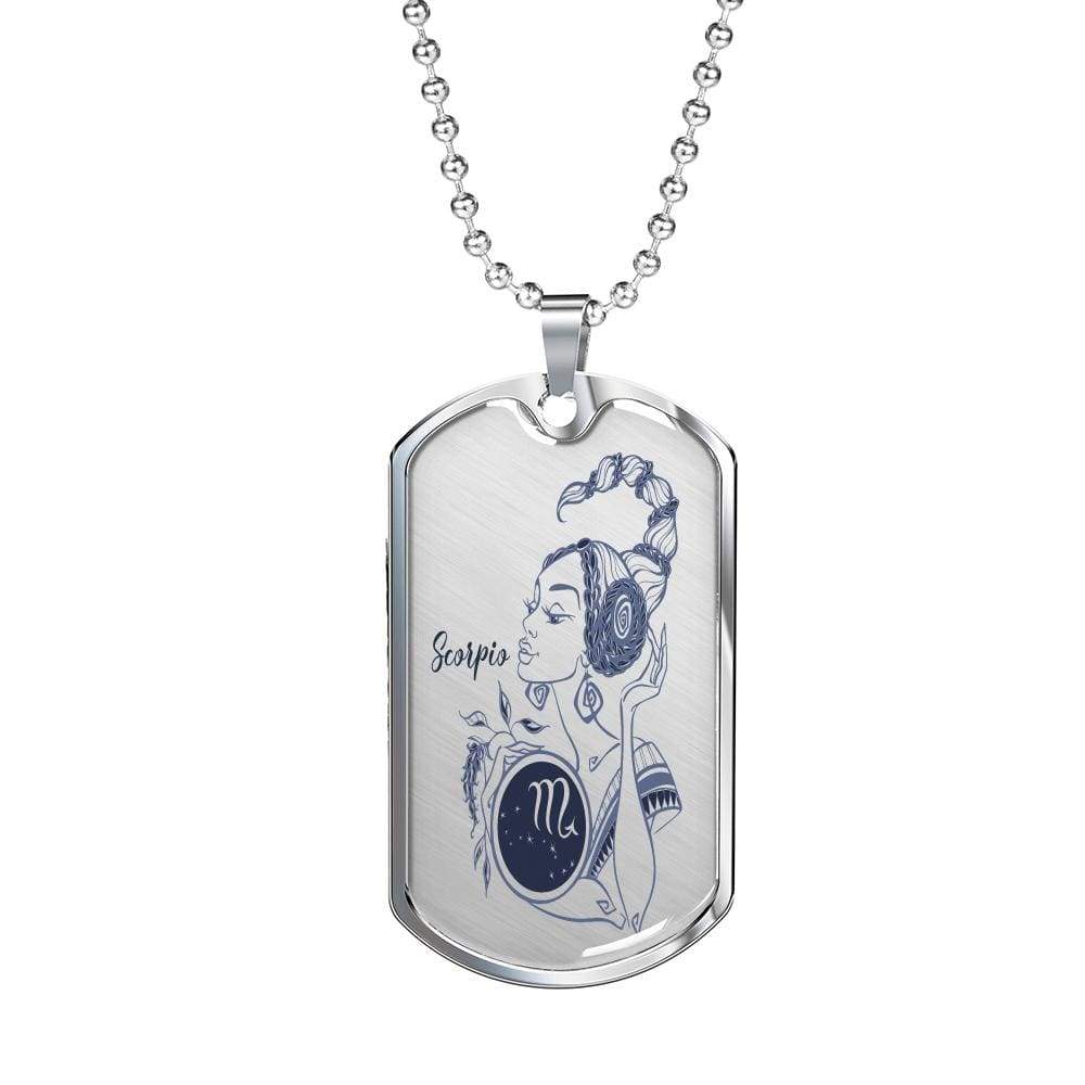 Scorpio Constellation Horoscope Zodiac Dog Tag Stainless Steel or 18k Gold 24