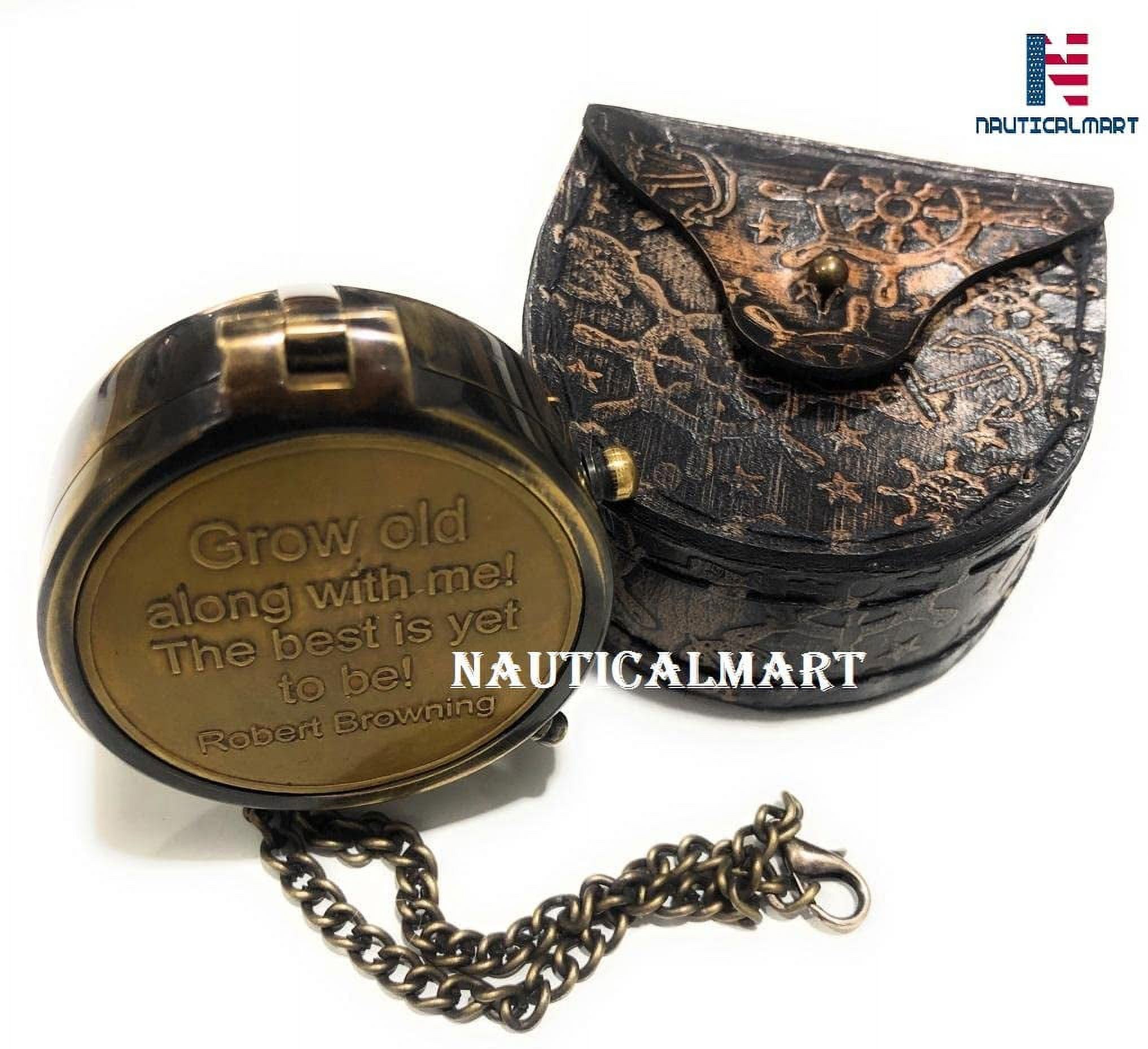 Grow Old Along with me Engraved Compass with Norman Rockwell Sunset Engraving, Valentine Gift, Birthday, Long Distance, Love, Sorry, Keepsakes, Old Memories