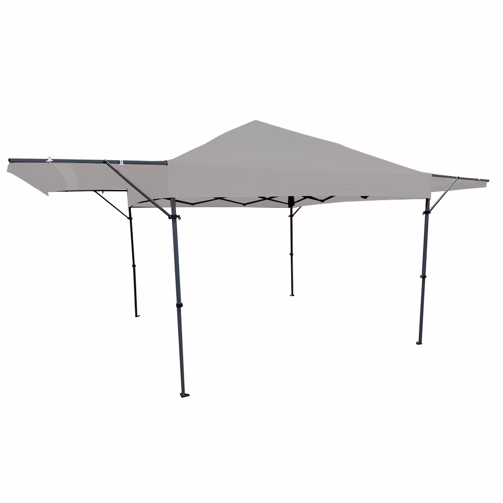 Garden Winds Replacement Canopy Top Cover Compatible with The MasterCanopy 10' X 10' with Double Awnings - RipLock 350 - Slate Gray