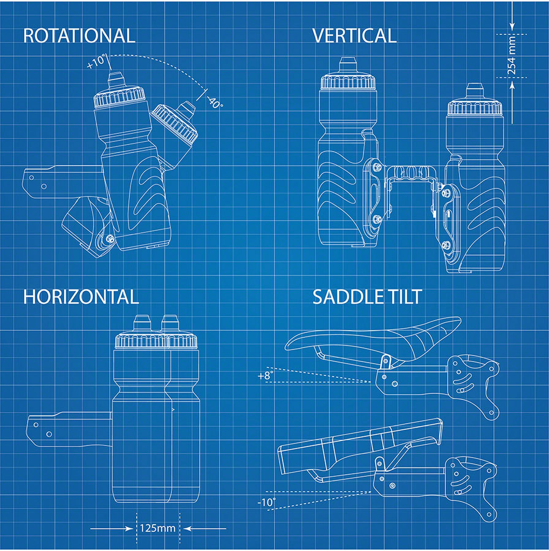 Xlab Aero Carbon Wing Behind Saddle Water Bottle Cage Mount - Includes 2 Xenon Cages