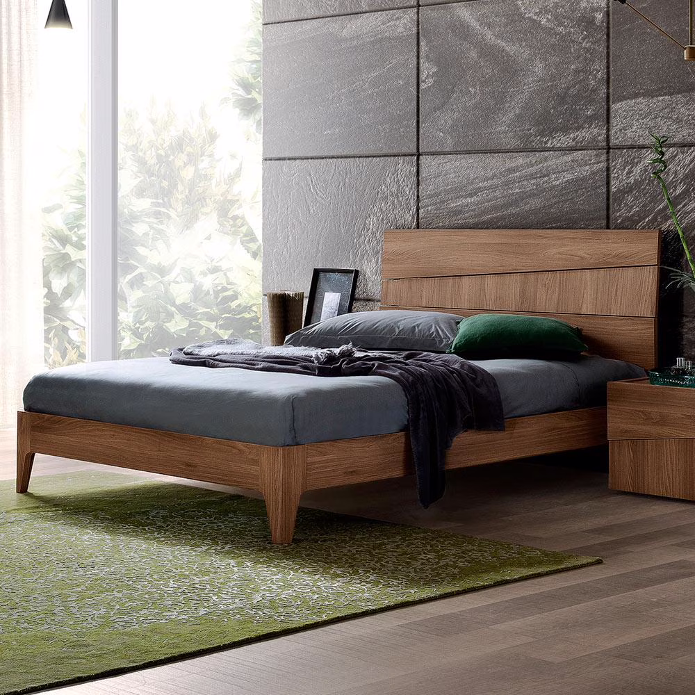 Ash Grey Walnut Matte King Bed Contemporary Modern Made in Italy ESF Storm