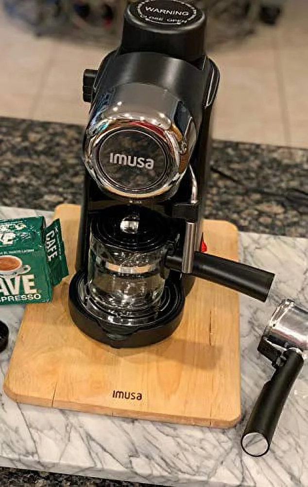 IMUSA USA 4 Cup Epic Electric Espresso/Cappuccino Maker, Black 800 Watts