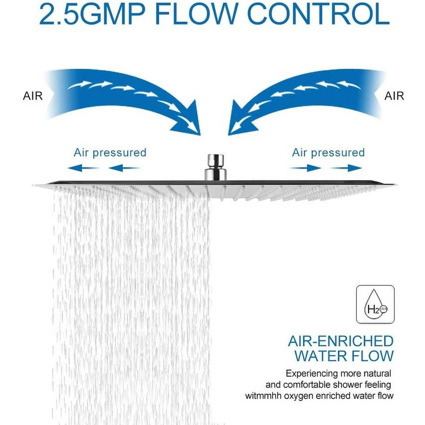 16 Inch Ultra Thin Square 304 Stainless Steel Fixed Rain Shower Head